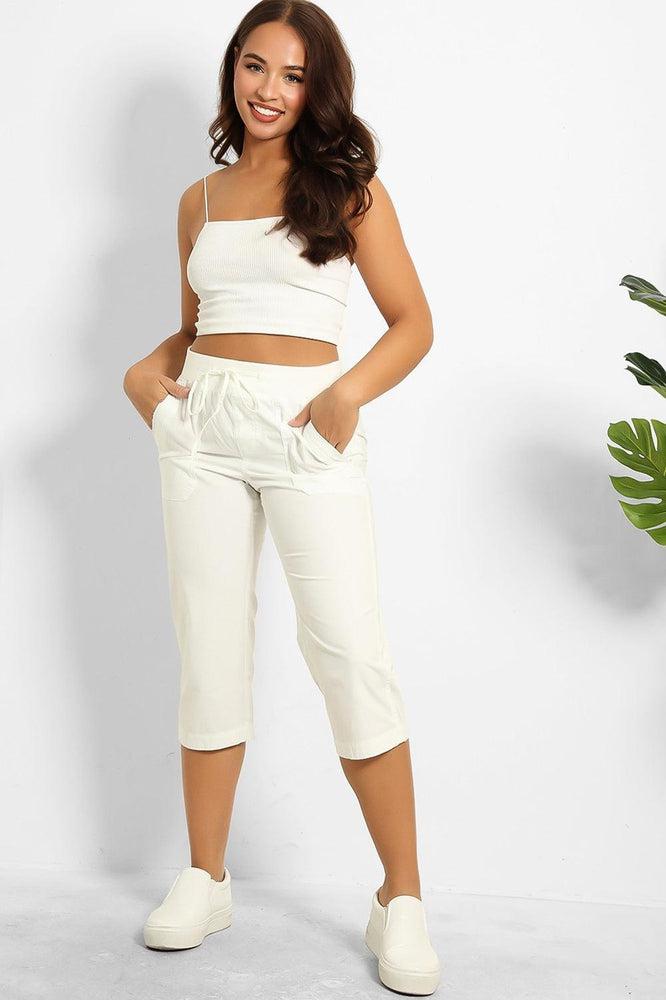 White deals cotton capris