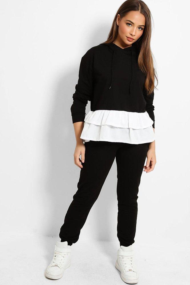 Black frill hem clearance leggings