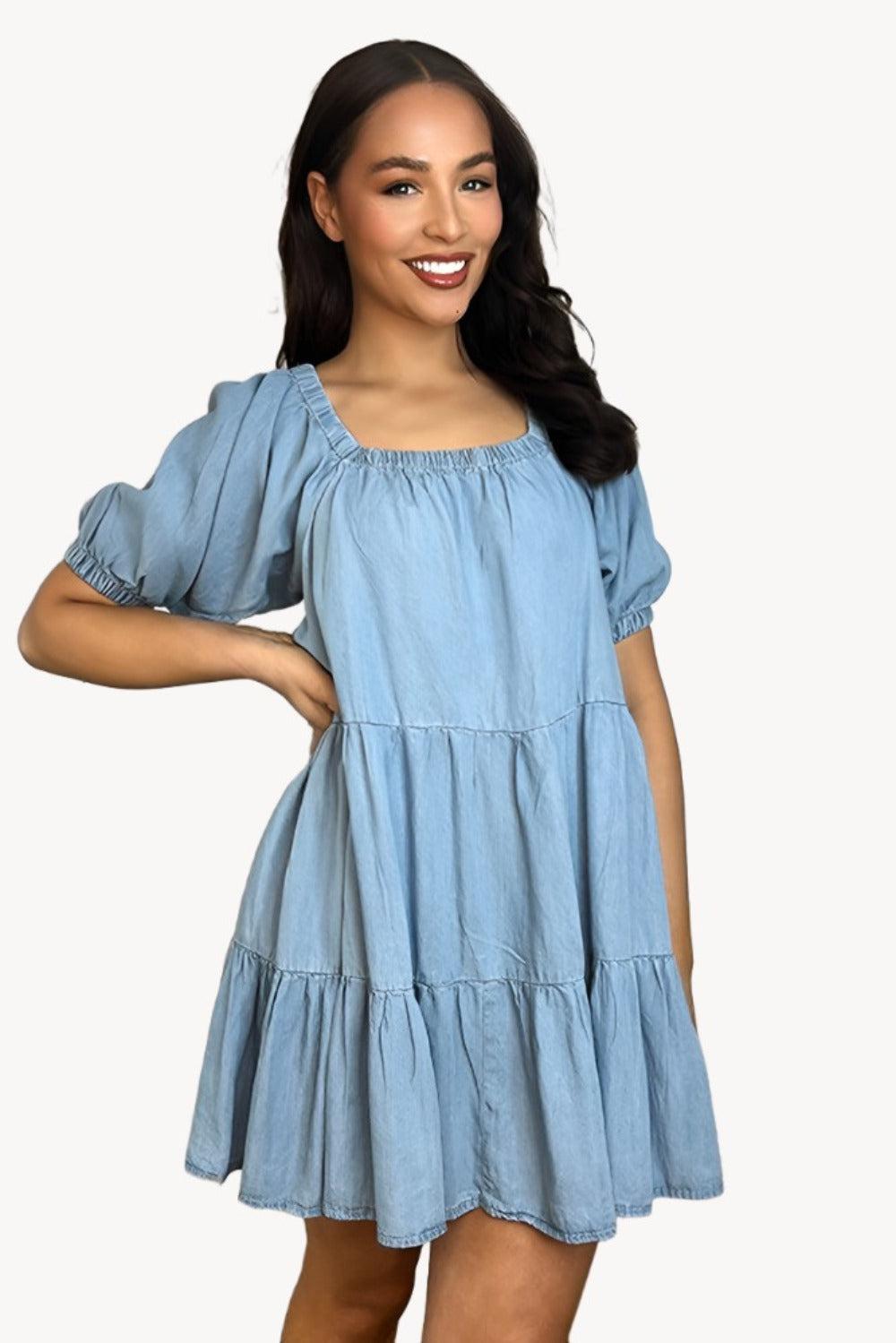 Milkmaid denim hot sale dress