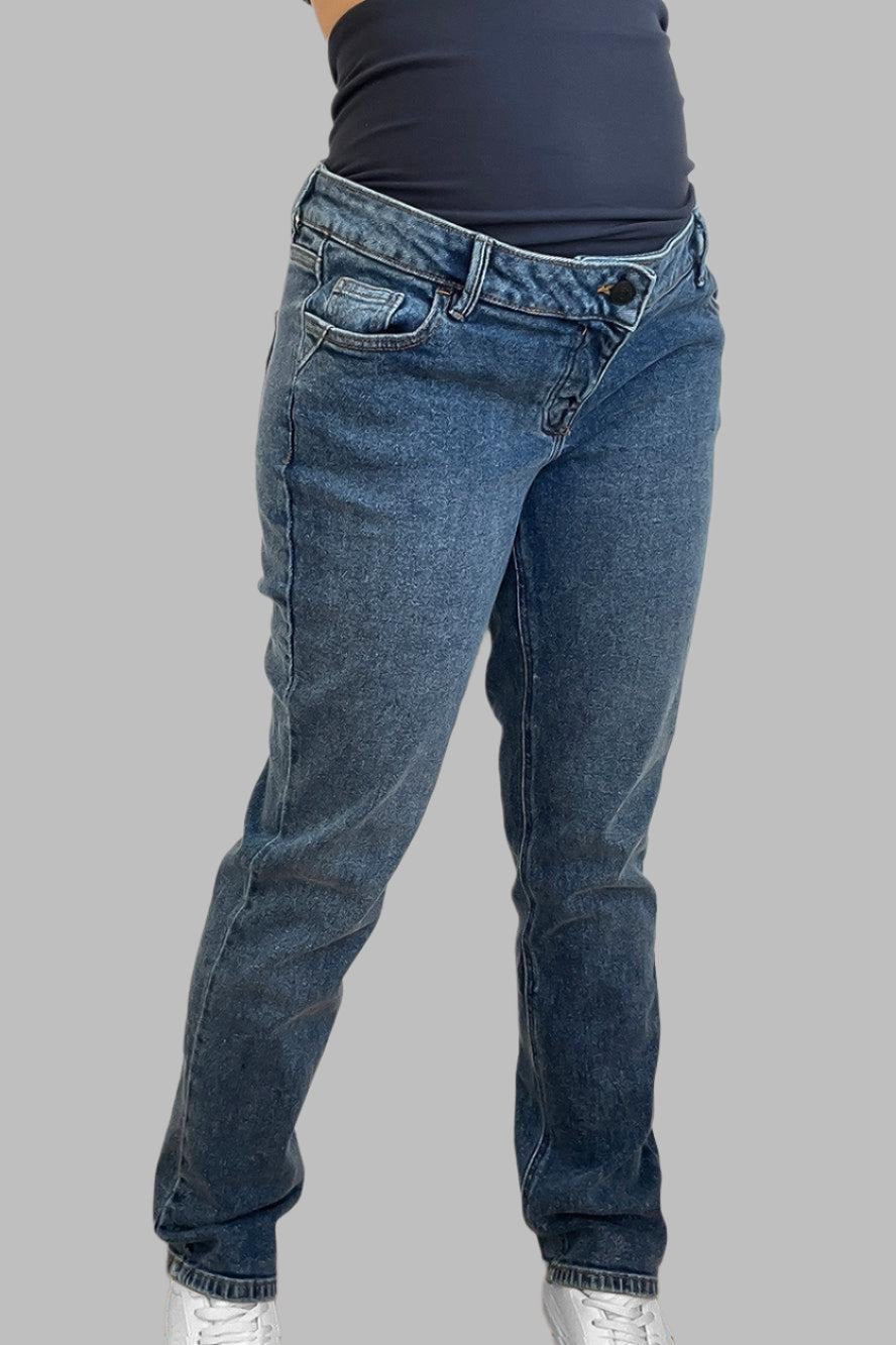 Blue Boiled Denim Effect Bump Cover Maternity Jeans