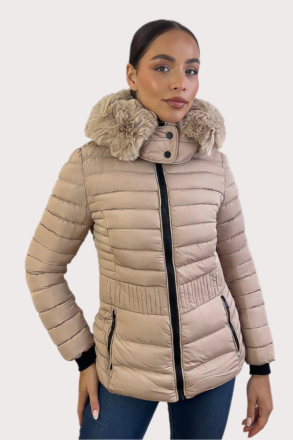 Faux fur hooded hot sale zip jacket