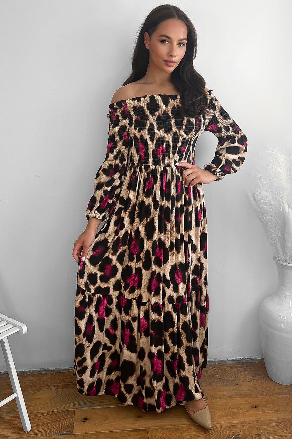 Off the shoulder deals leopard print dress