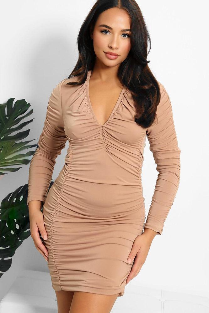 Plunge shop ruched dress