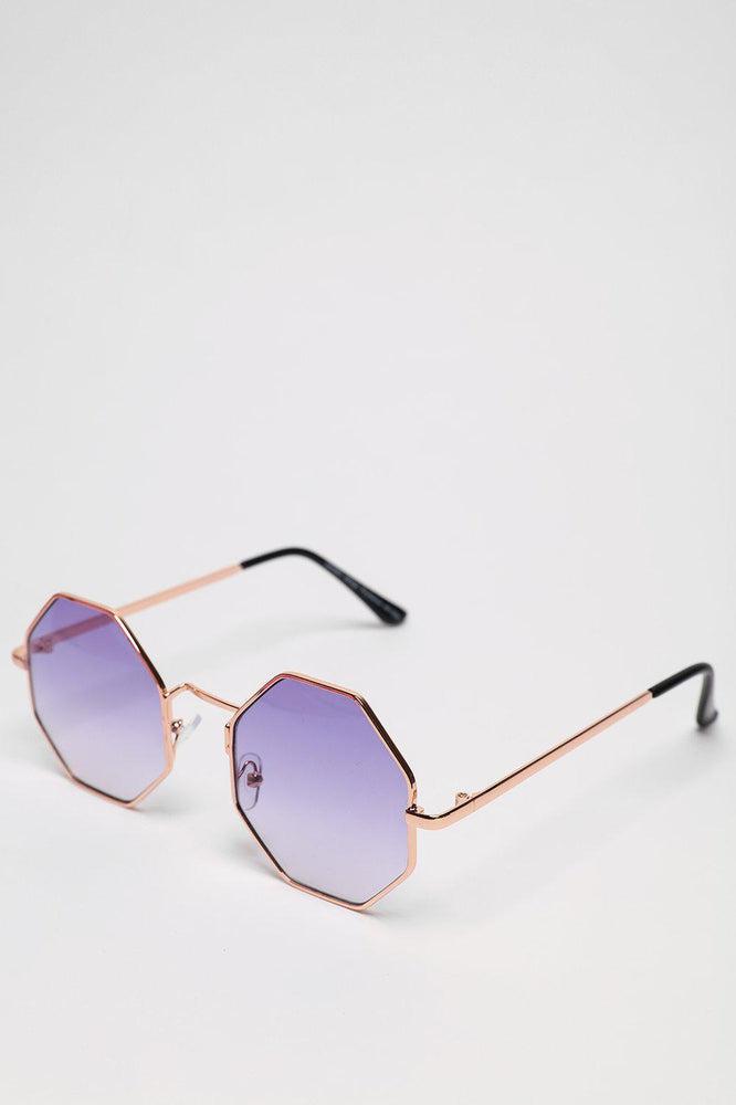 Hexagon Gold Frame Sunglasses-SinglePrice