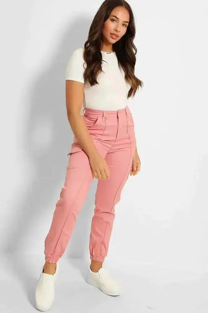 Pink High Waist Cargo Trousers With Chain | TALLY WEiJL Germany