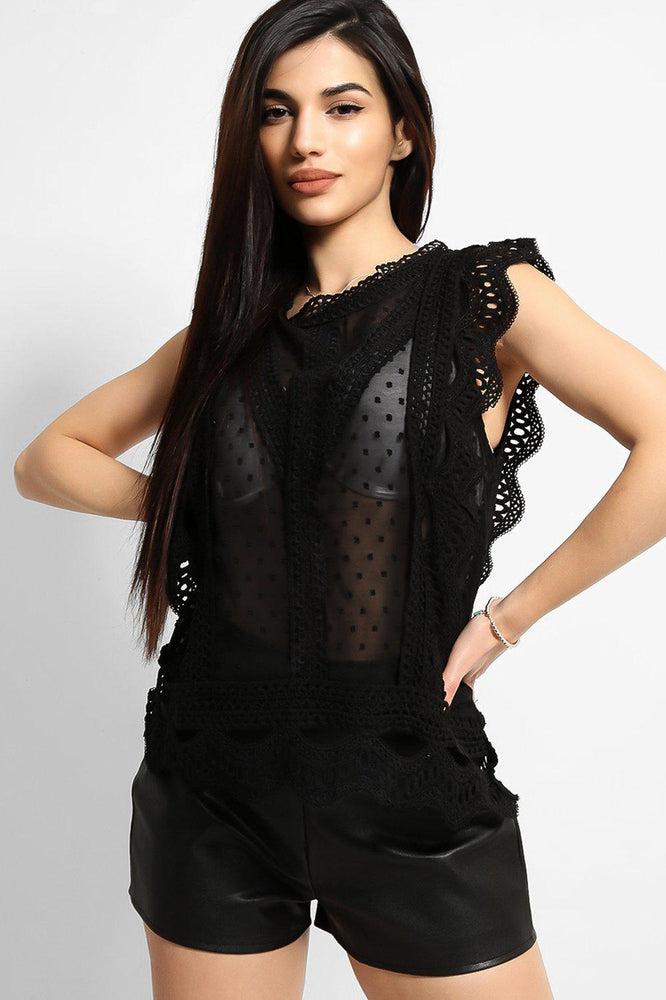 Dobby Mesh Crochet Lace Trims Blouse