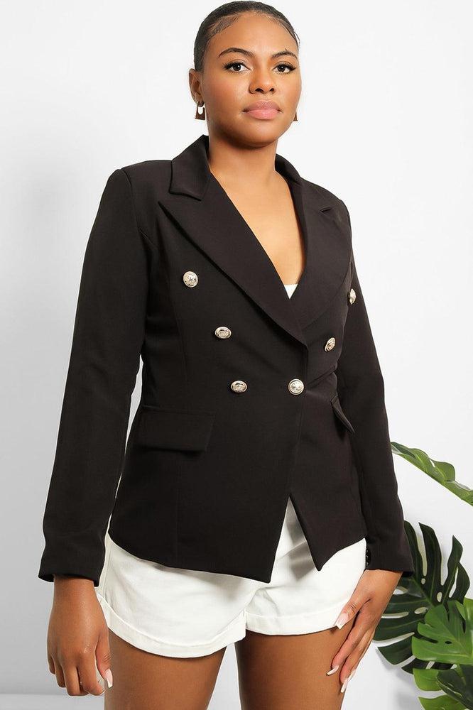 Women's black blazer on sale with silver buttons