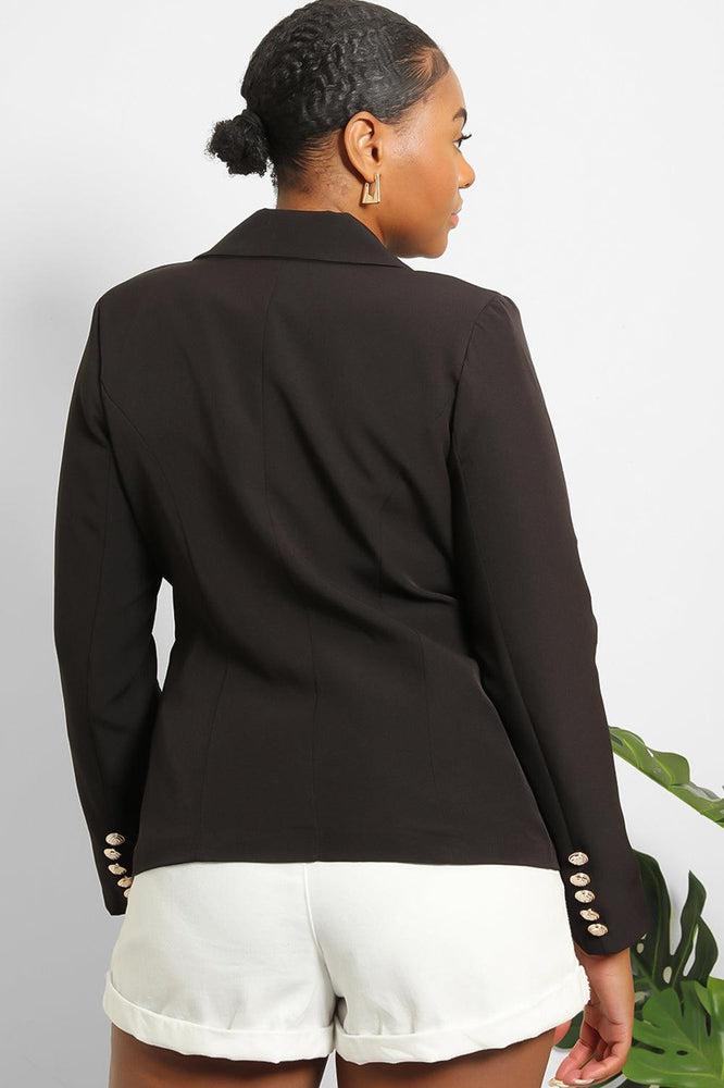 Black blazer with silver buttons best sale