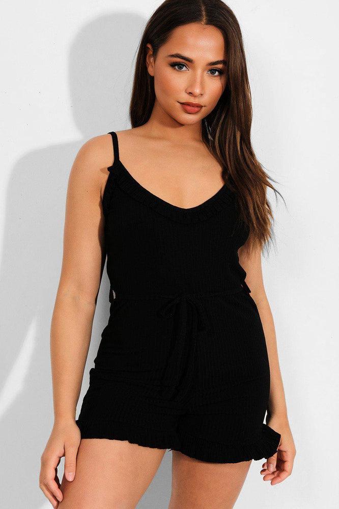 Black frill playsuit online