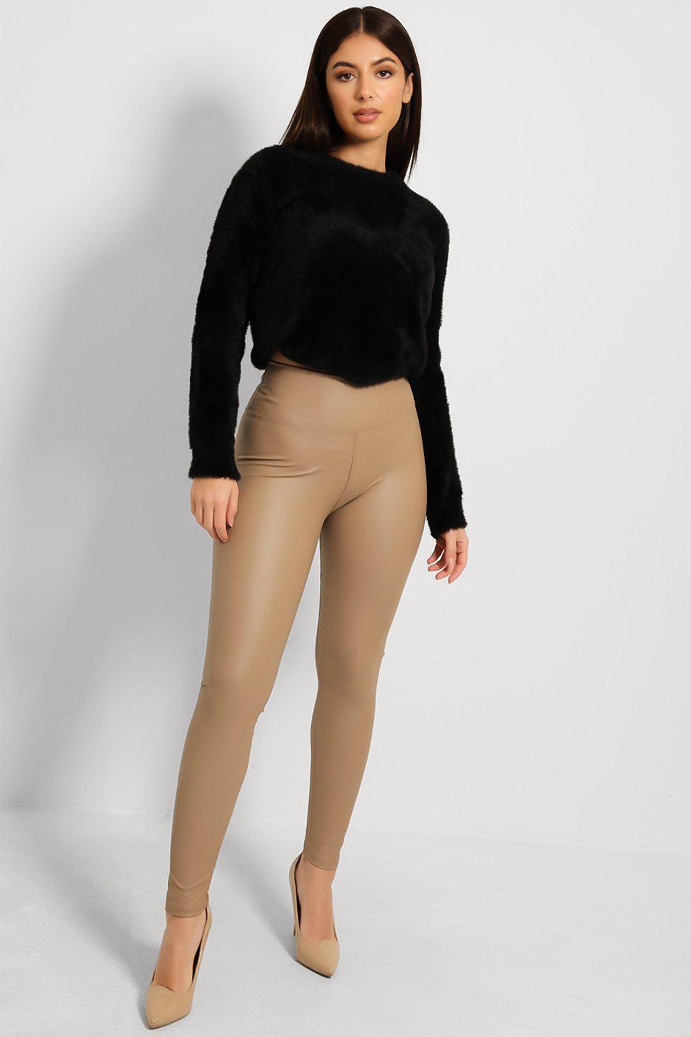 Faux leather outlet leggings fleece lined