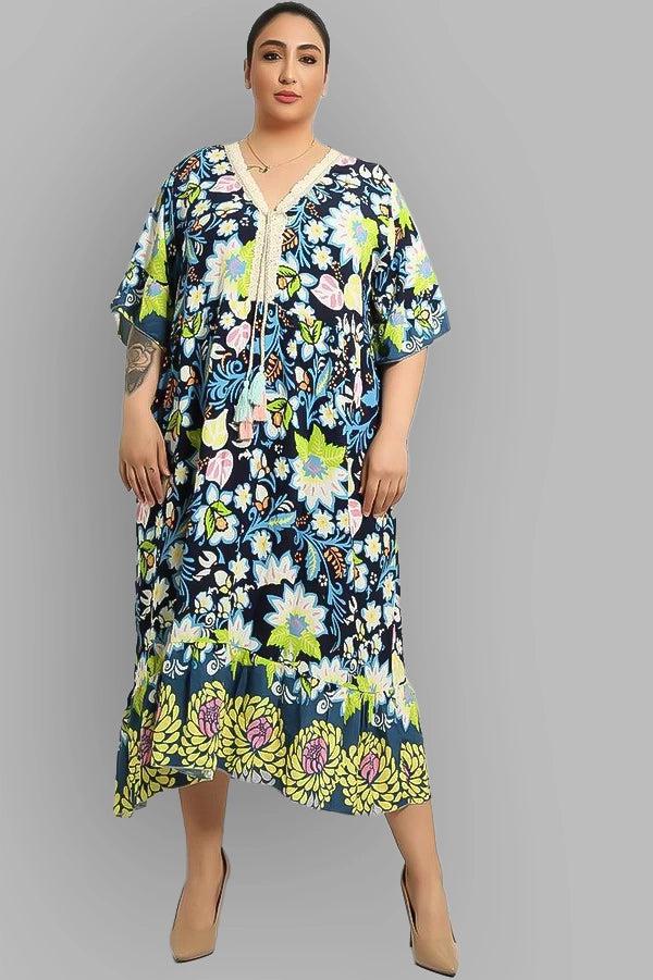 Multicolour Floral Paisley Print Summer Cotton Dress