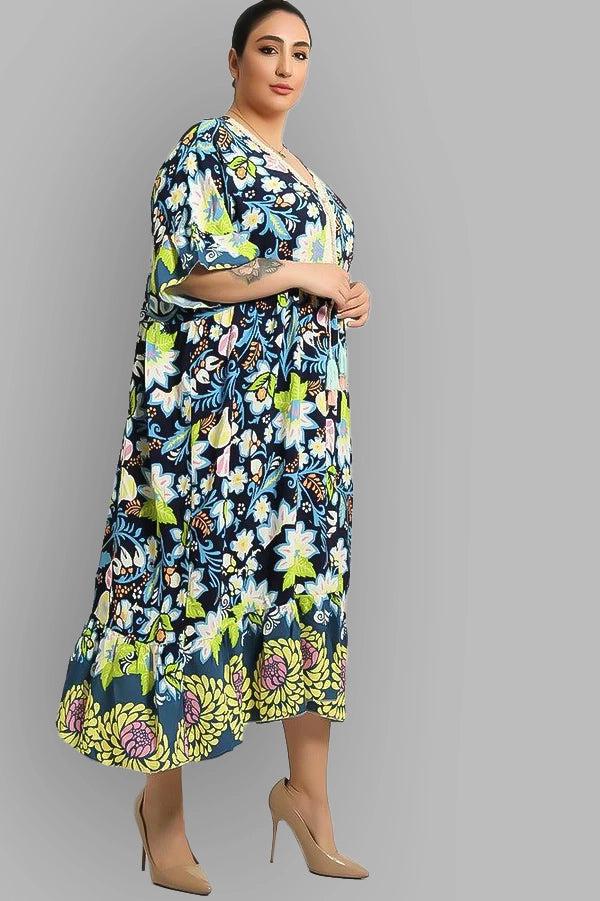 Multicolour Floral Paisley Print Summer Cotton Dress