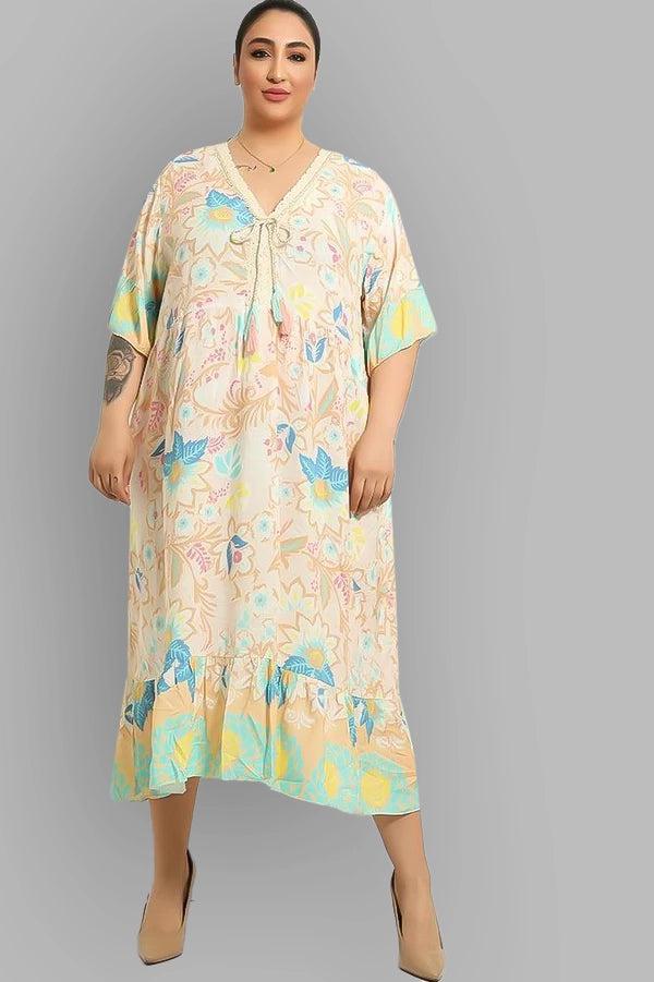 Multicolour Floral Paisley Print Summer Cotton Dress