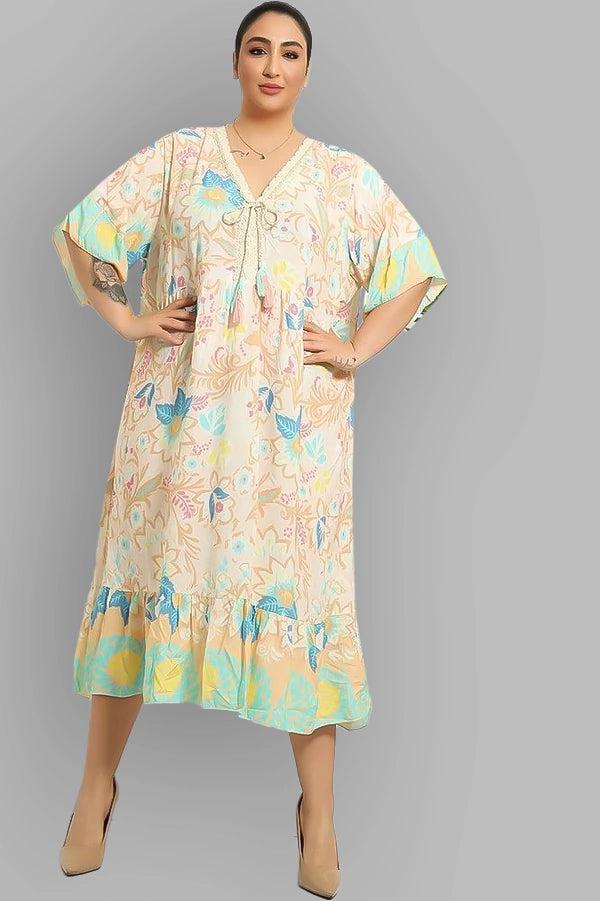 Multicolour Floral Paisley Print Summer Cotton Dress