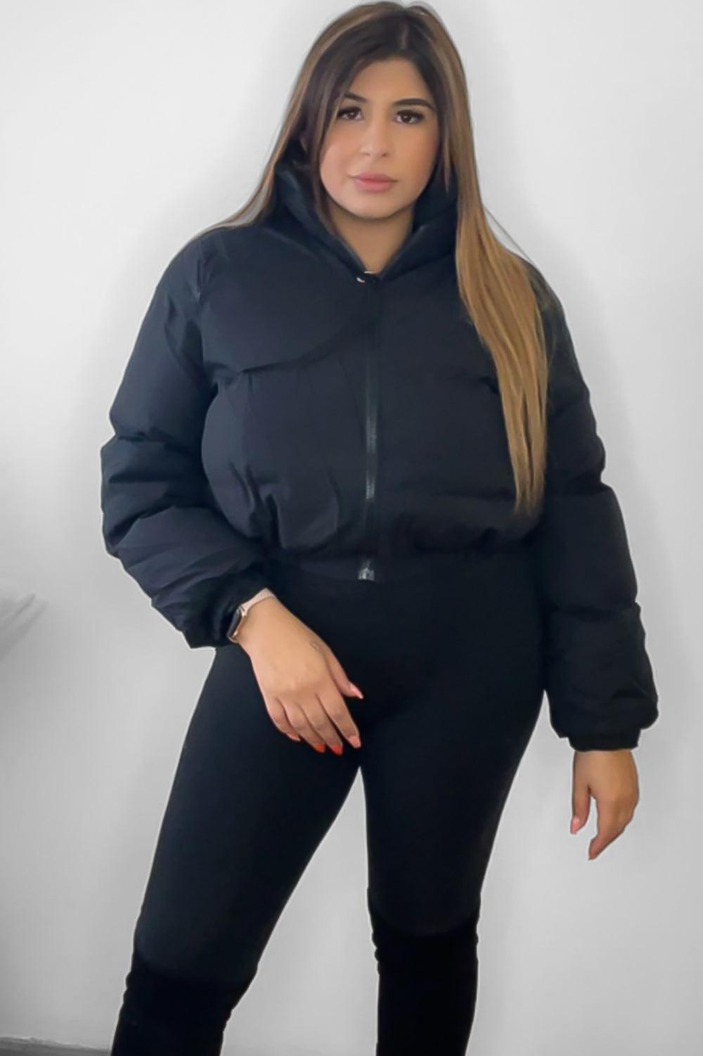 Plus size cropped puffer jacket online