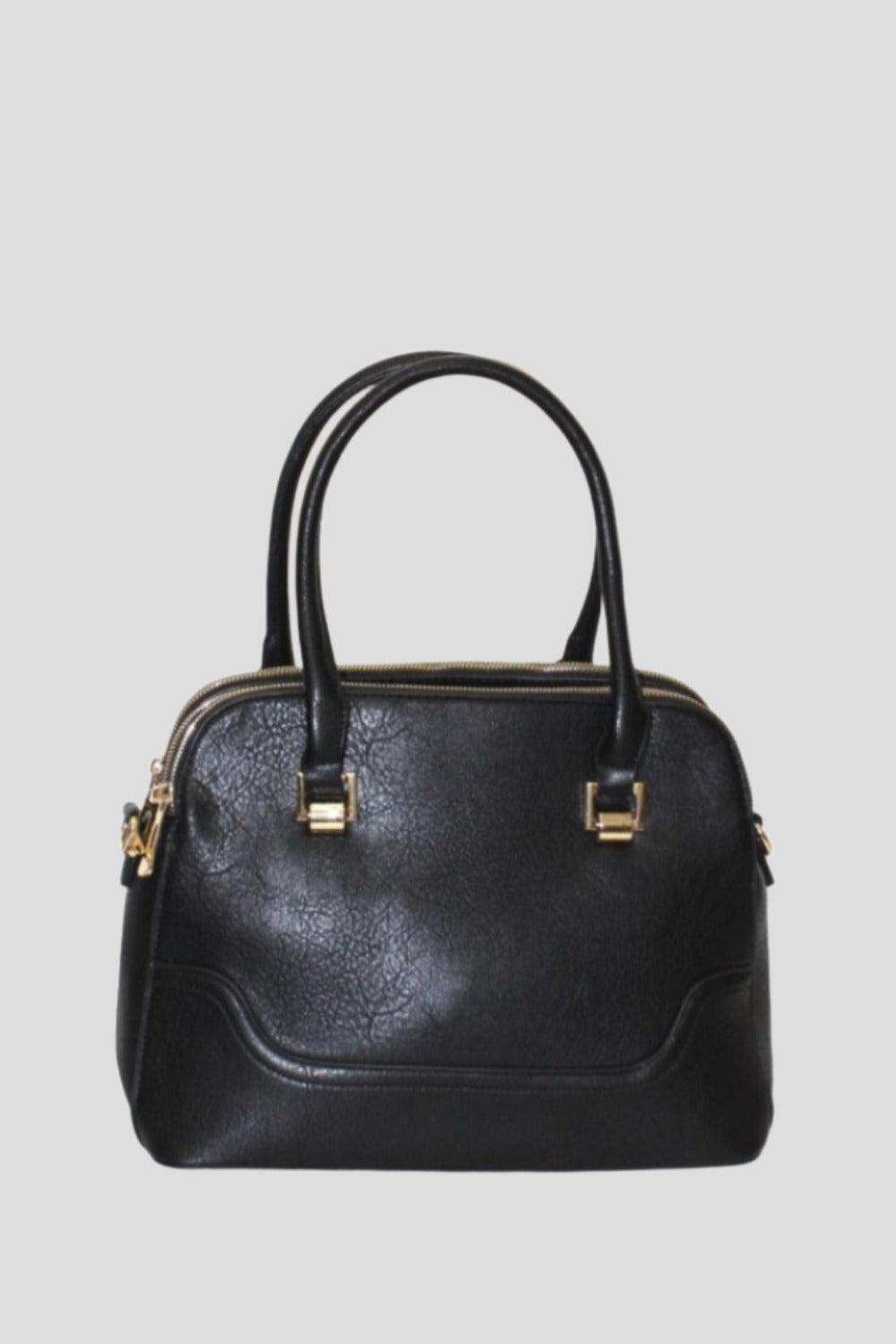 Faux Leather Three Compartment Large Shoulder Bag-SinglePrice