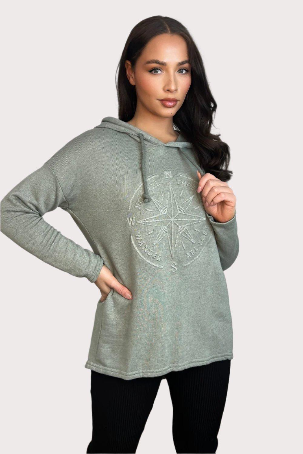 Cotton Blend Embossed Design Hoodie-SinglePrice