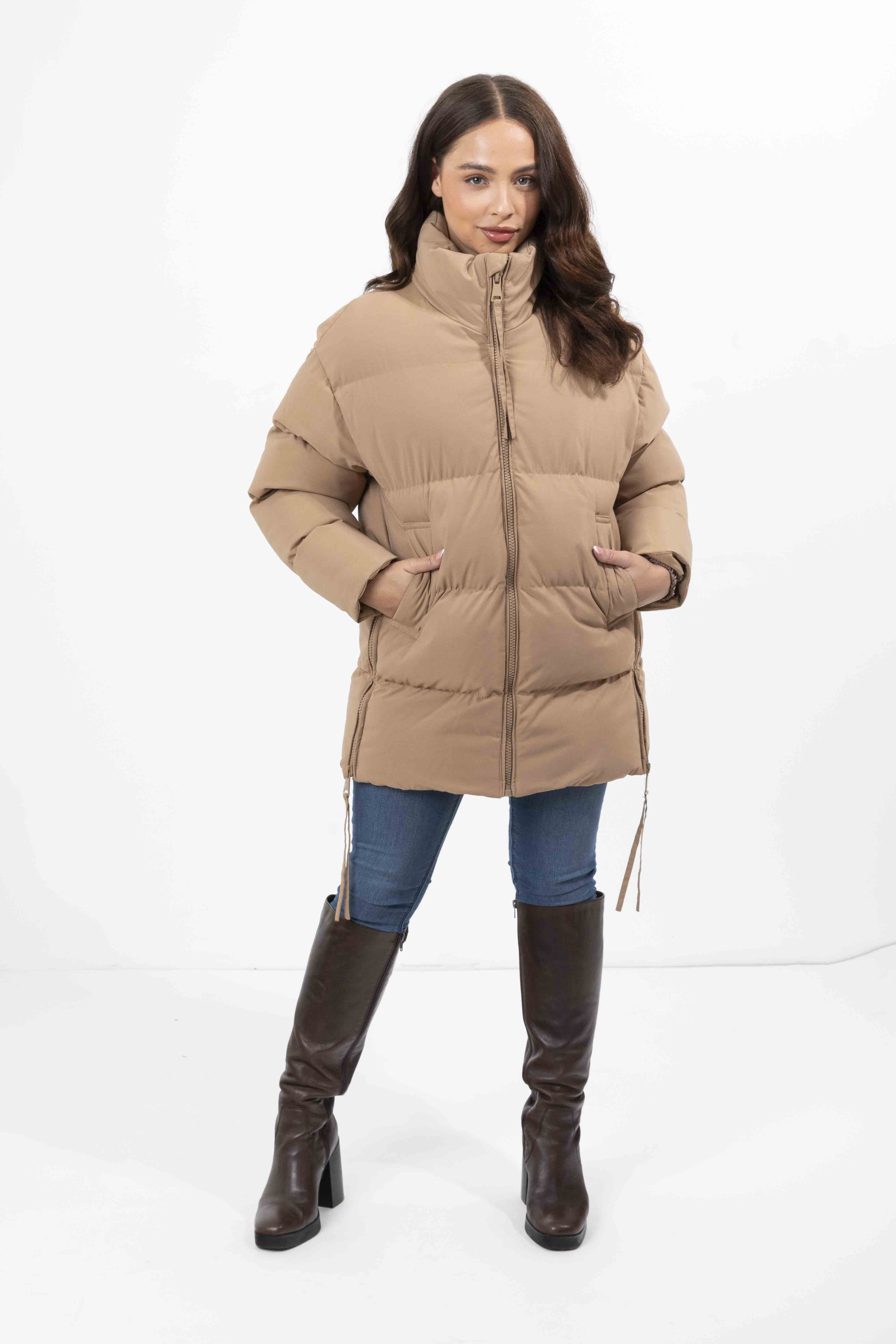 High Neck Collar Zip Winter Jacket