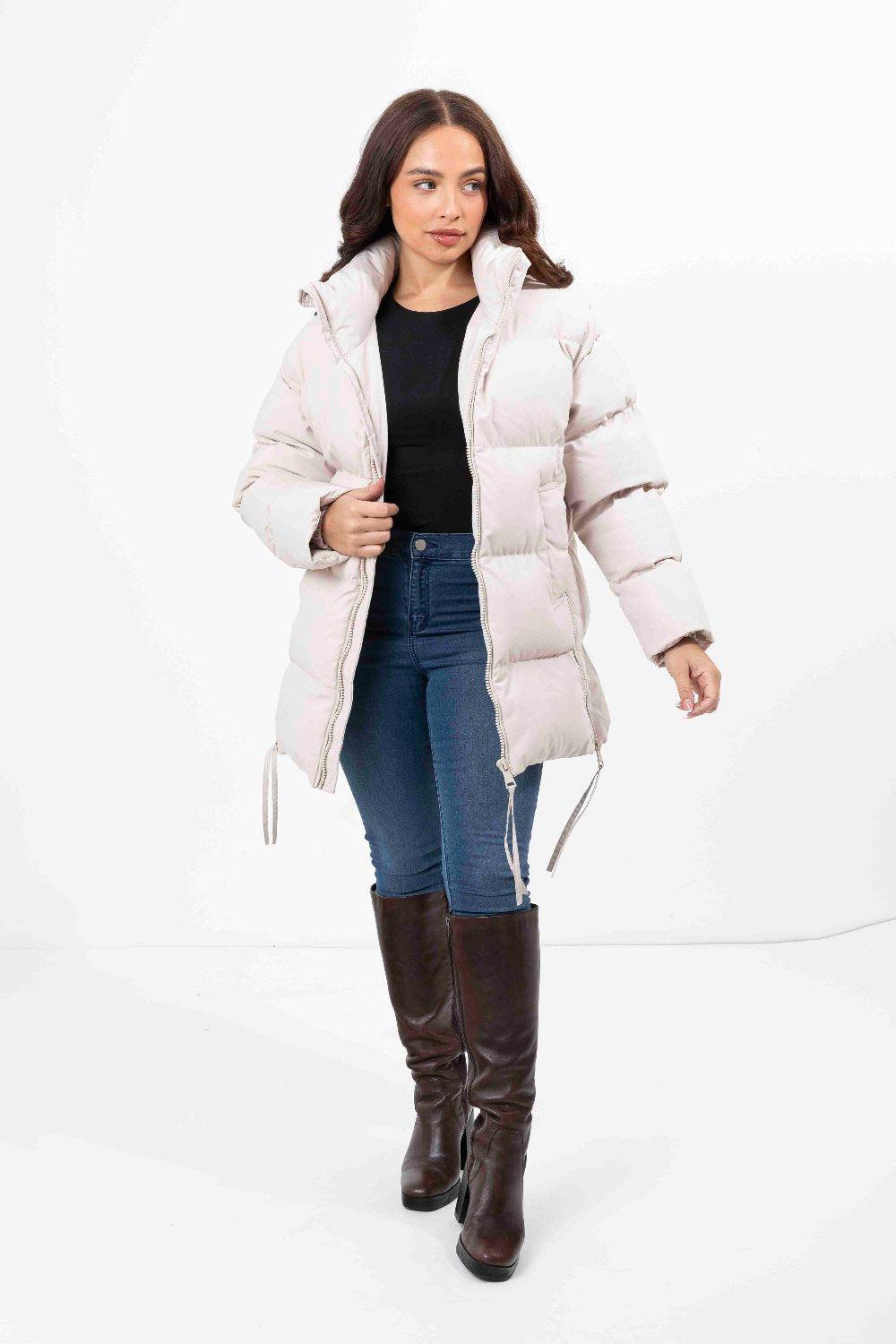 High Neck Collar Zip Relaxed Fit Winter Jacket