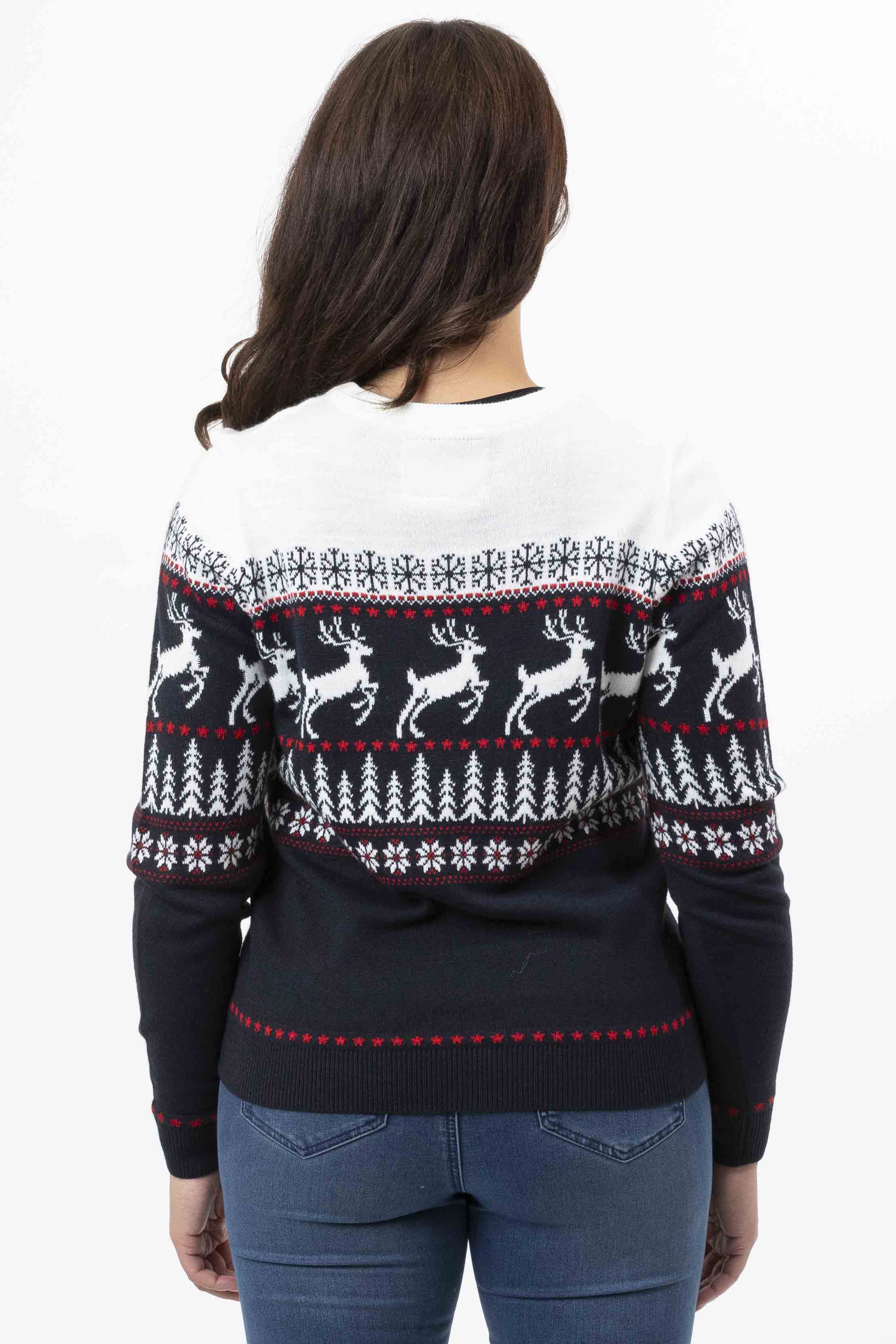 Contrast Colour Reindeer Christmas Jumper