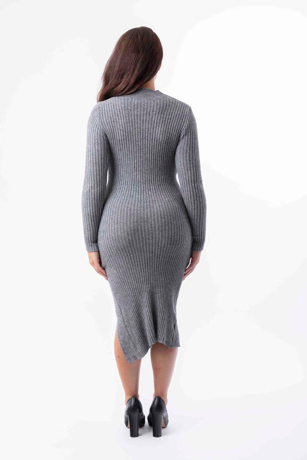 Cut Out Detail High Neck Knitted Midi Dress