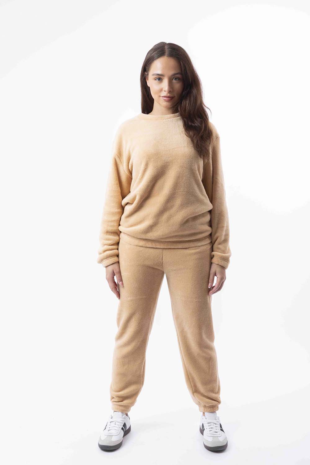 Soft Fleece Crew Neck Elasticated Hem Sweatshirt And Joggers Teddy Lounge Set