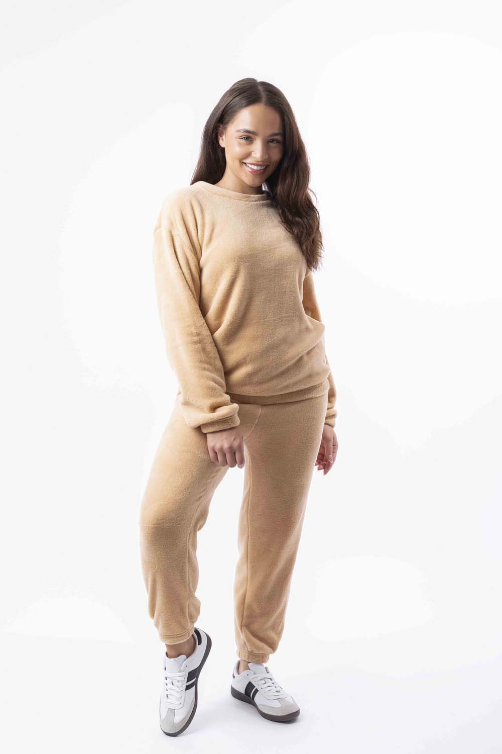 Soft Fleece Crew Neck Elasticated Hem Sweatshirt And Joggers Teddy Lounge Set