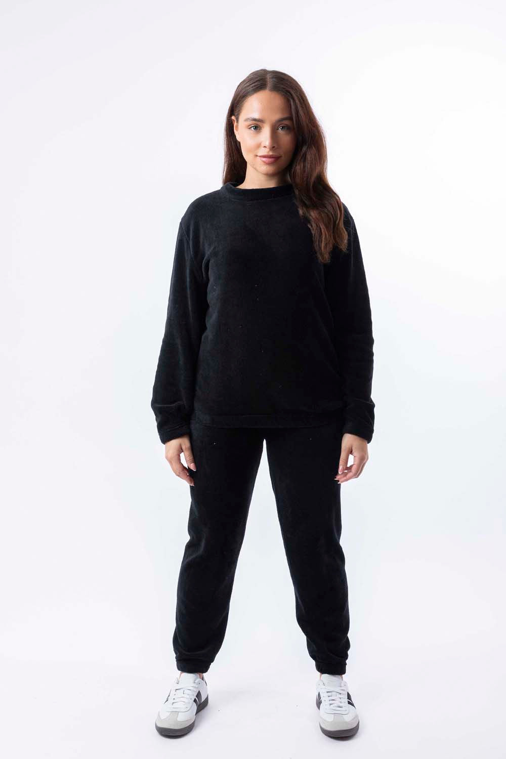 Soft Fleece Crew Neck Elasticated Hem Sweatshirt And Joggers Teddy Lounge Set