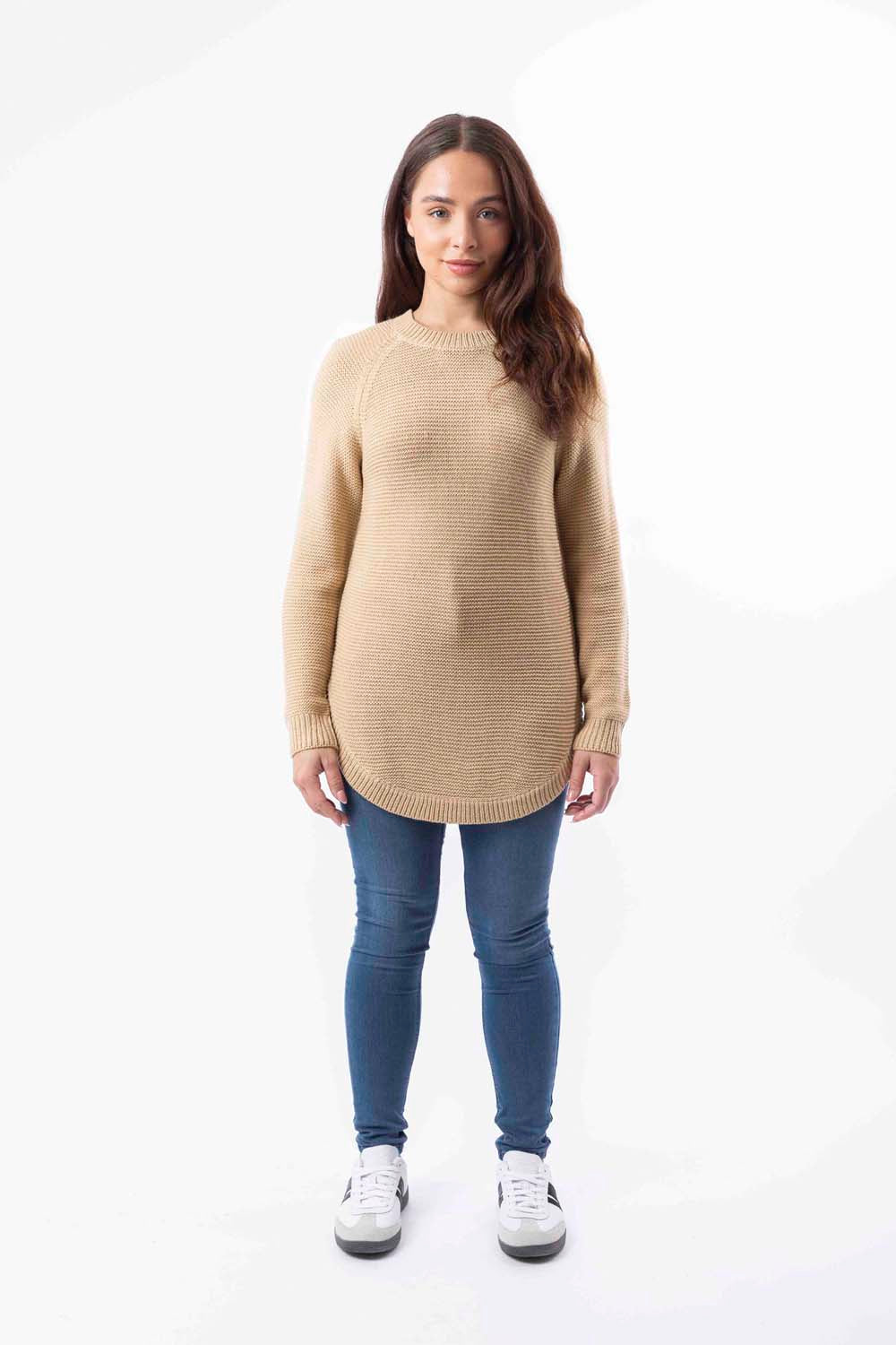 Chunky Lurex Knit Boat Hem Longline Pullover