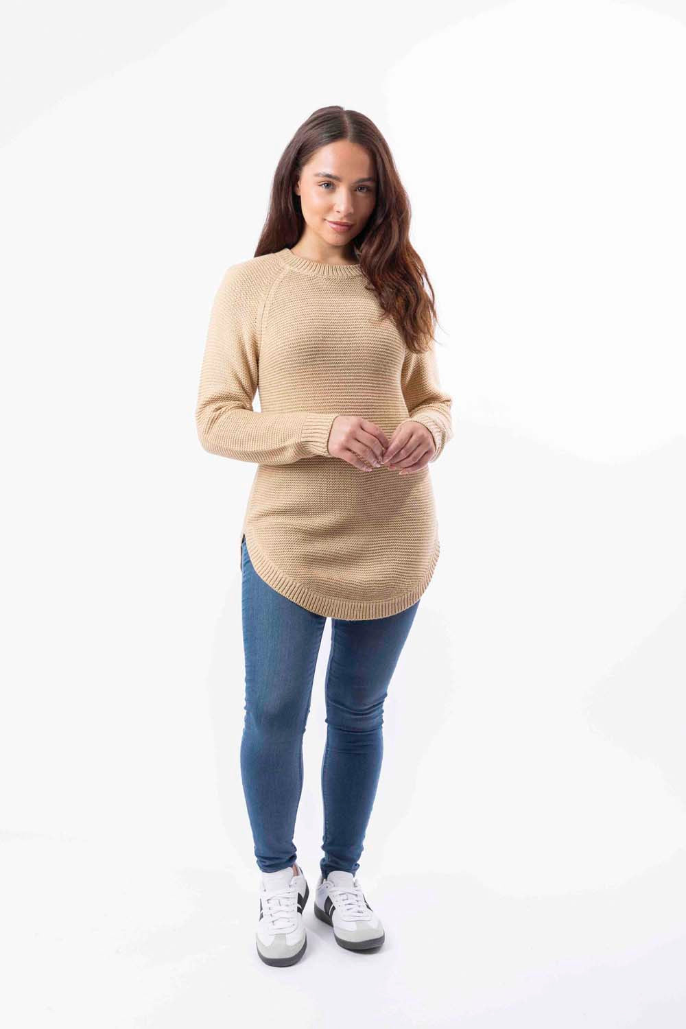 Chunky Lurex Knit Boat Hem Longline Pullover