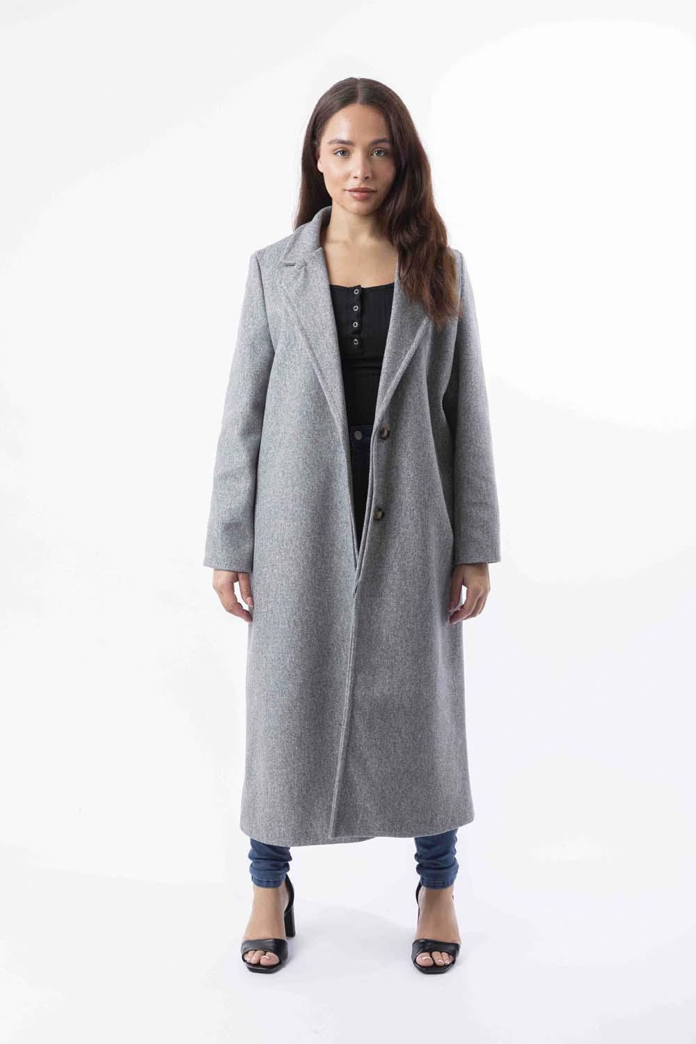 Loose Fit Circle Belt Soft Long Button Down A-Line Lapel Coat