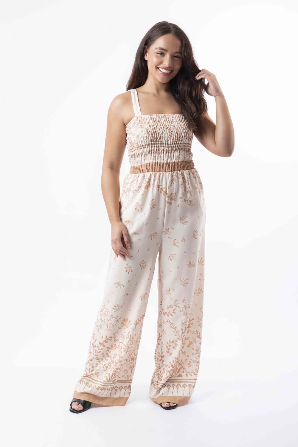 Strappy Wide Leg Printed Elegant Summer Jumpsuit