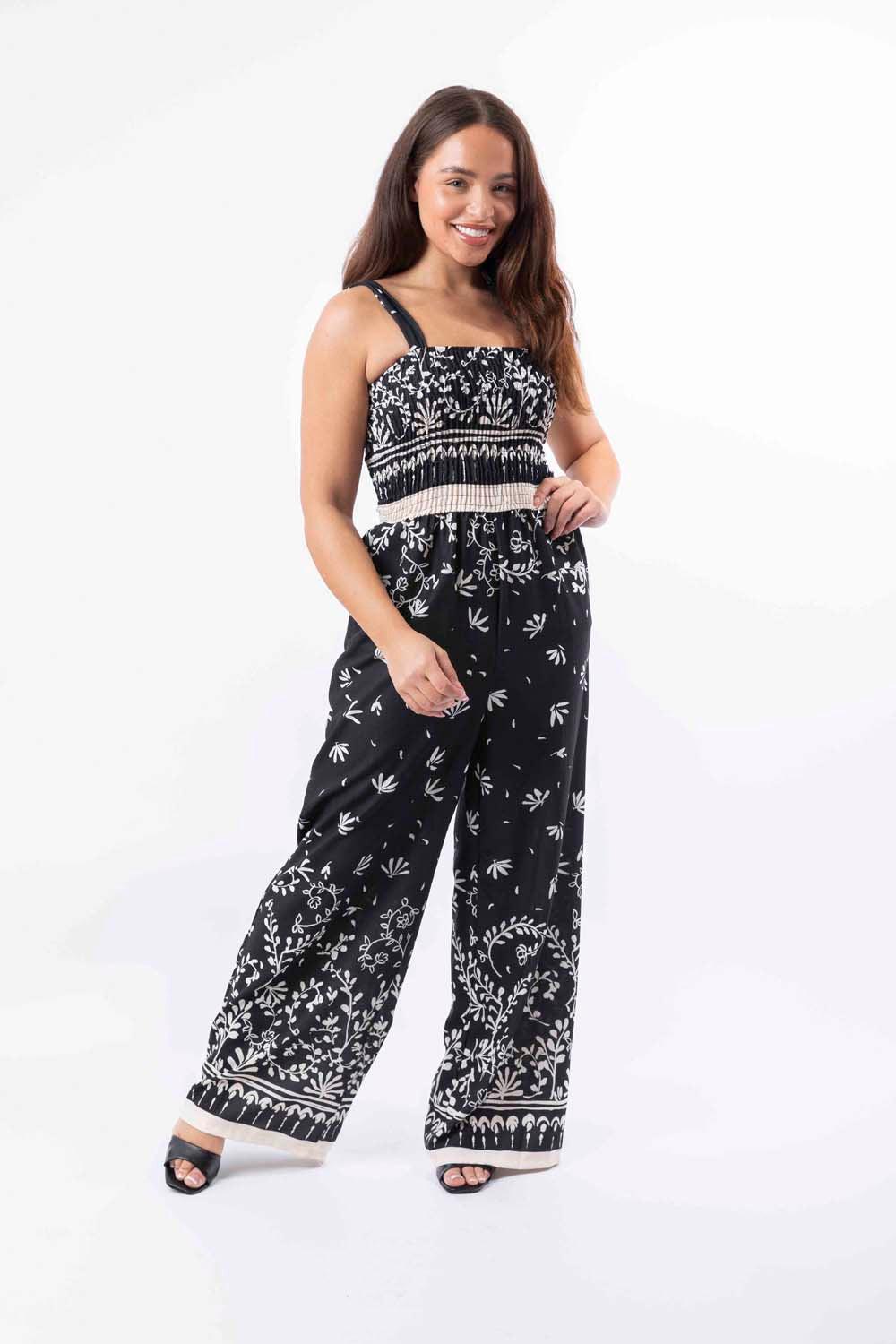 Strappy Wide Leg Printed Elegant Summer Jumpsuit