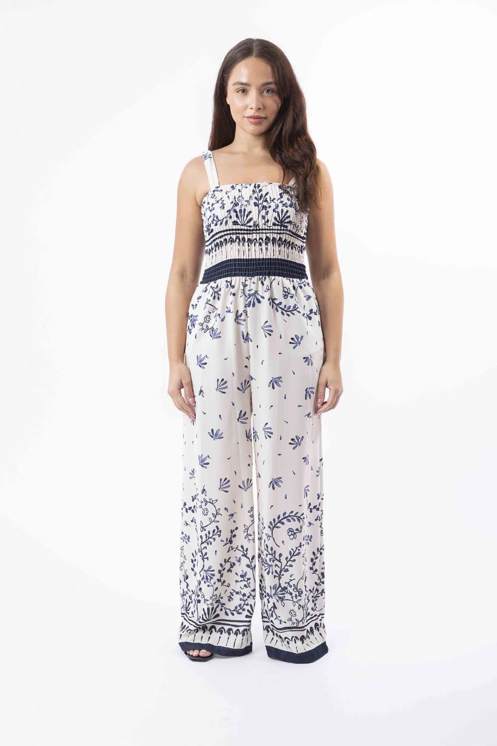 Strappy Wide Leg Printed Elegant Summer Jumpsuit