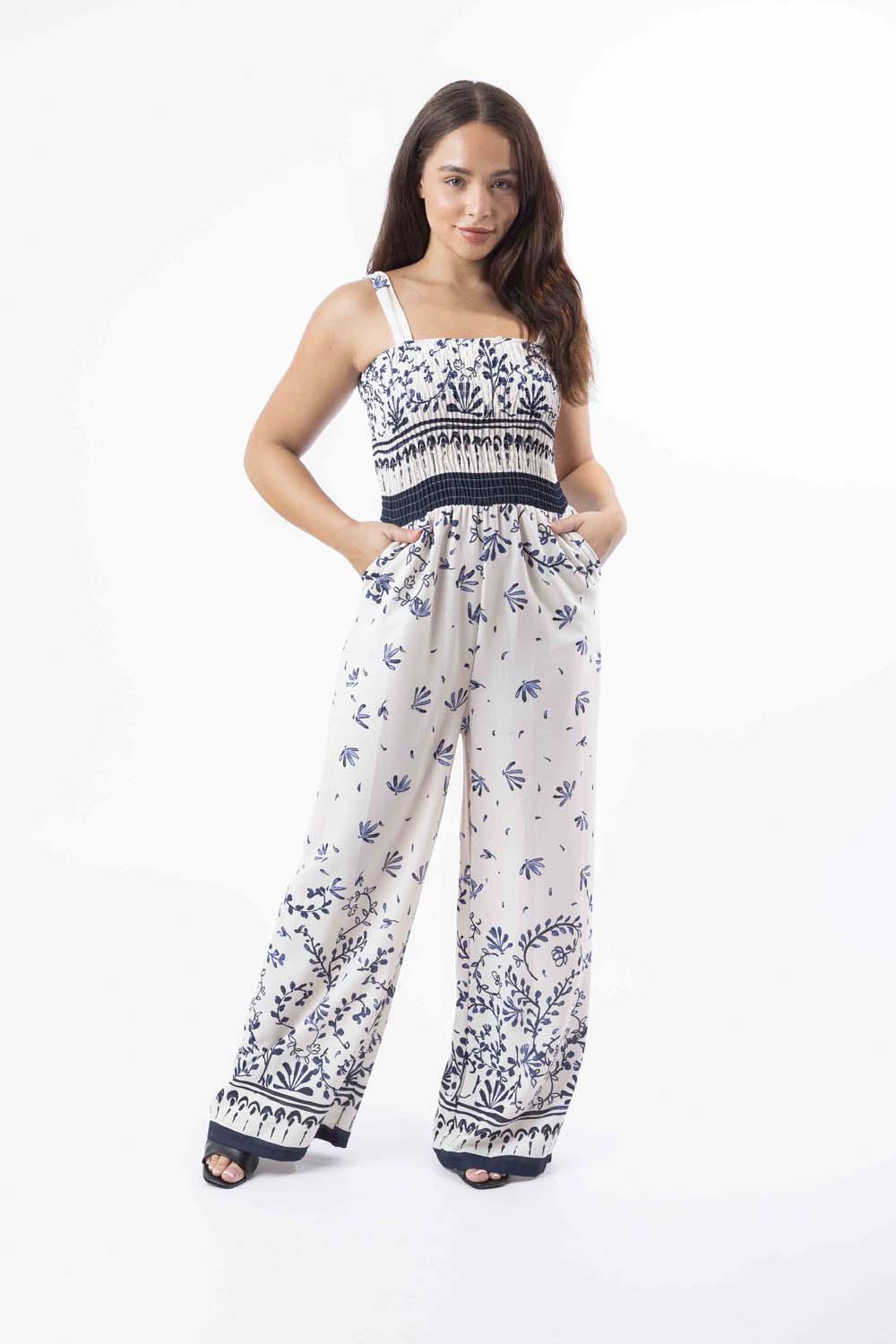 Strappy Wide Leg Printed Elegant Summer Jumpsuit