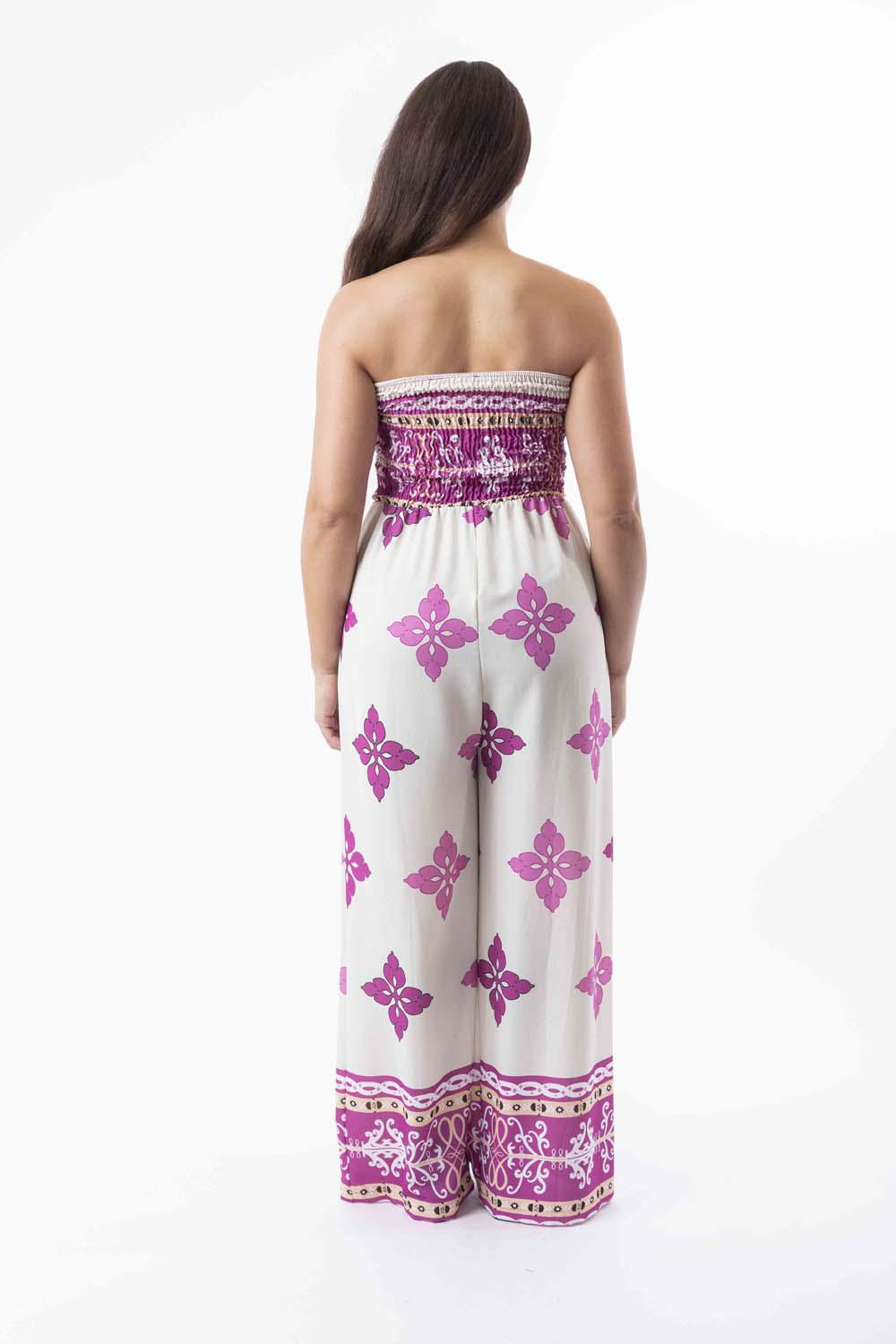 Strapless Printed Wide Leg Summer Jumpsuit