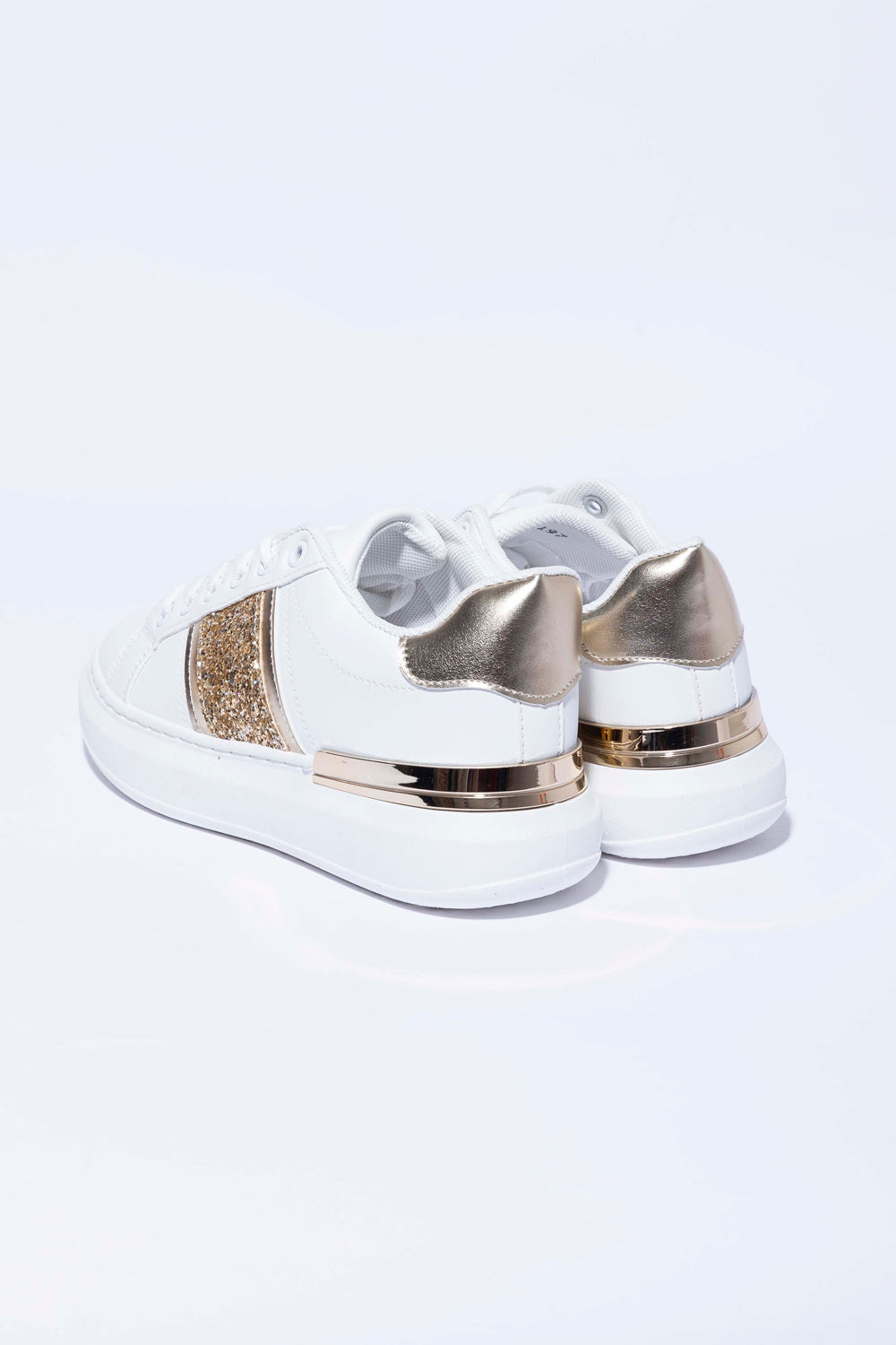 Glitter And Metal Panel Vegan Leather Sneakers