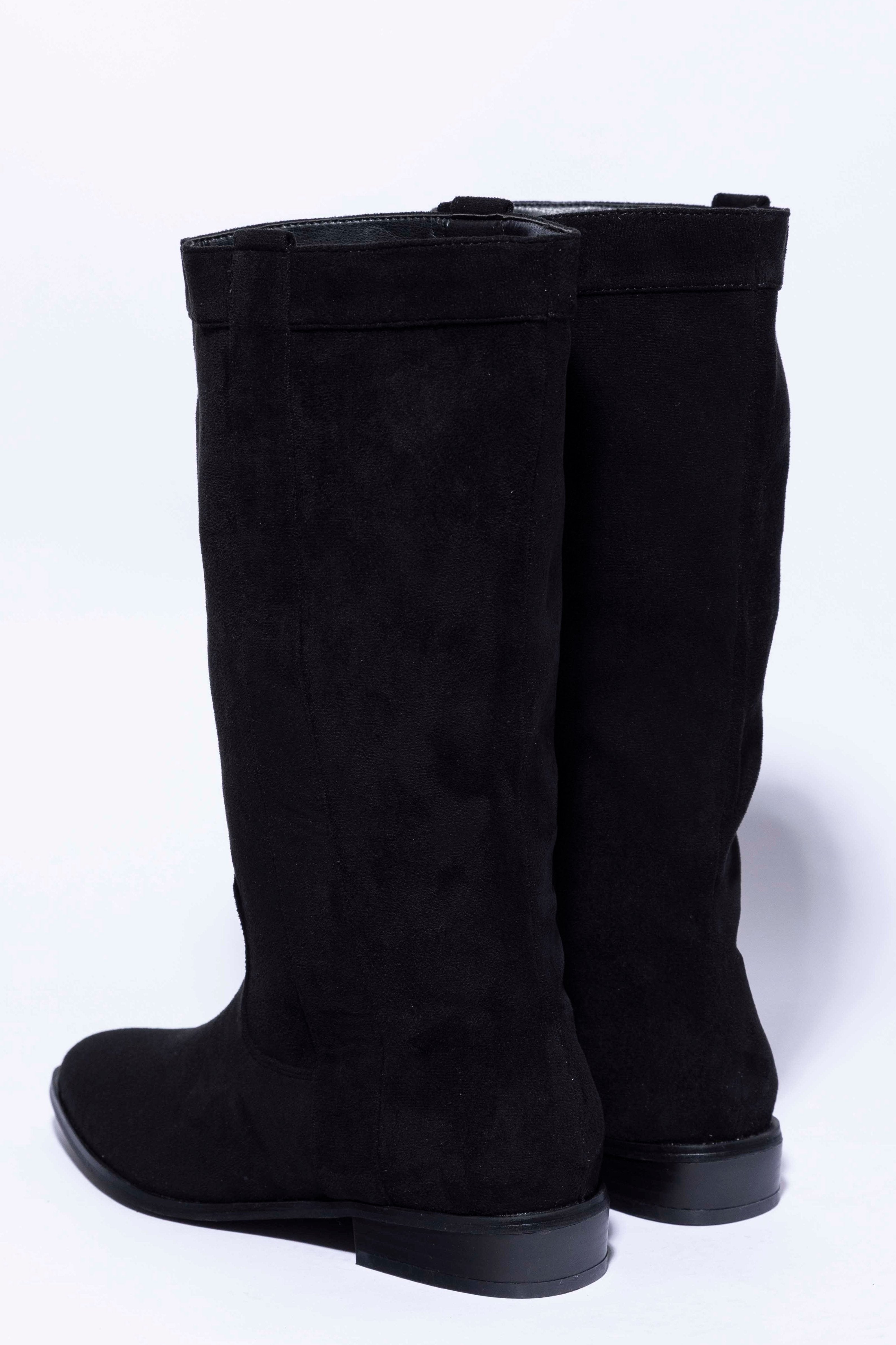 Black Vegan Suede Classic Casual Flat Boots