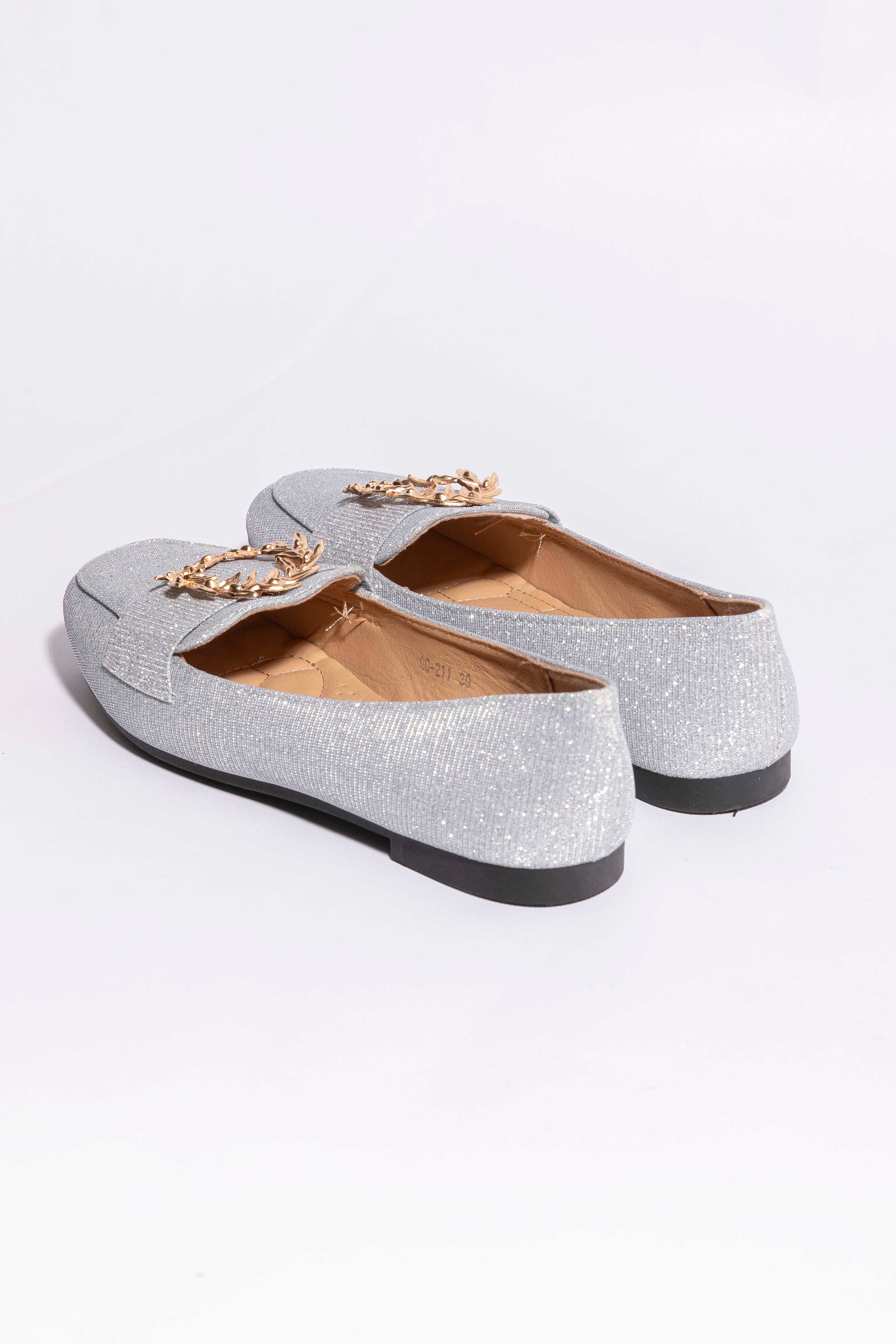 Brooch Buckle Glitter Flat Shoes