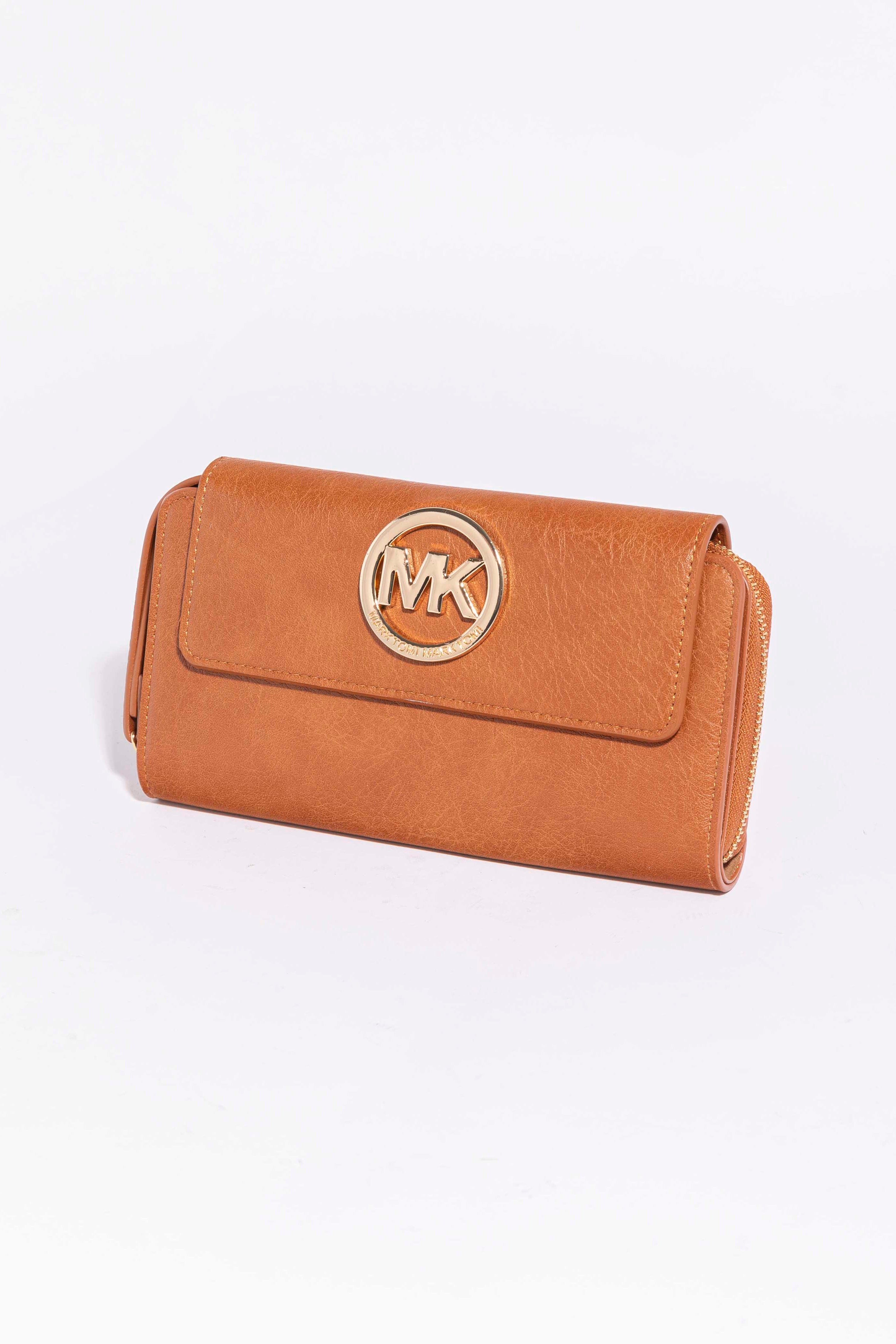 Faux Leather Zip Around Plain Medium Wallet