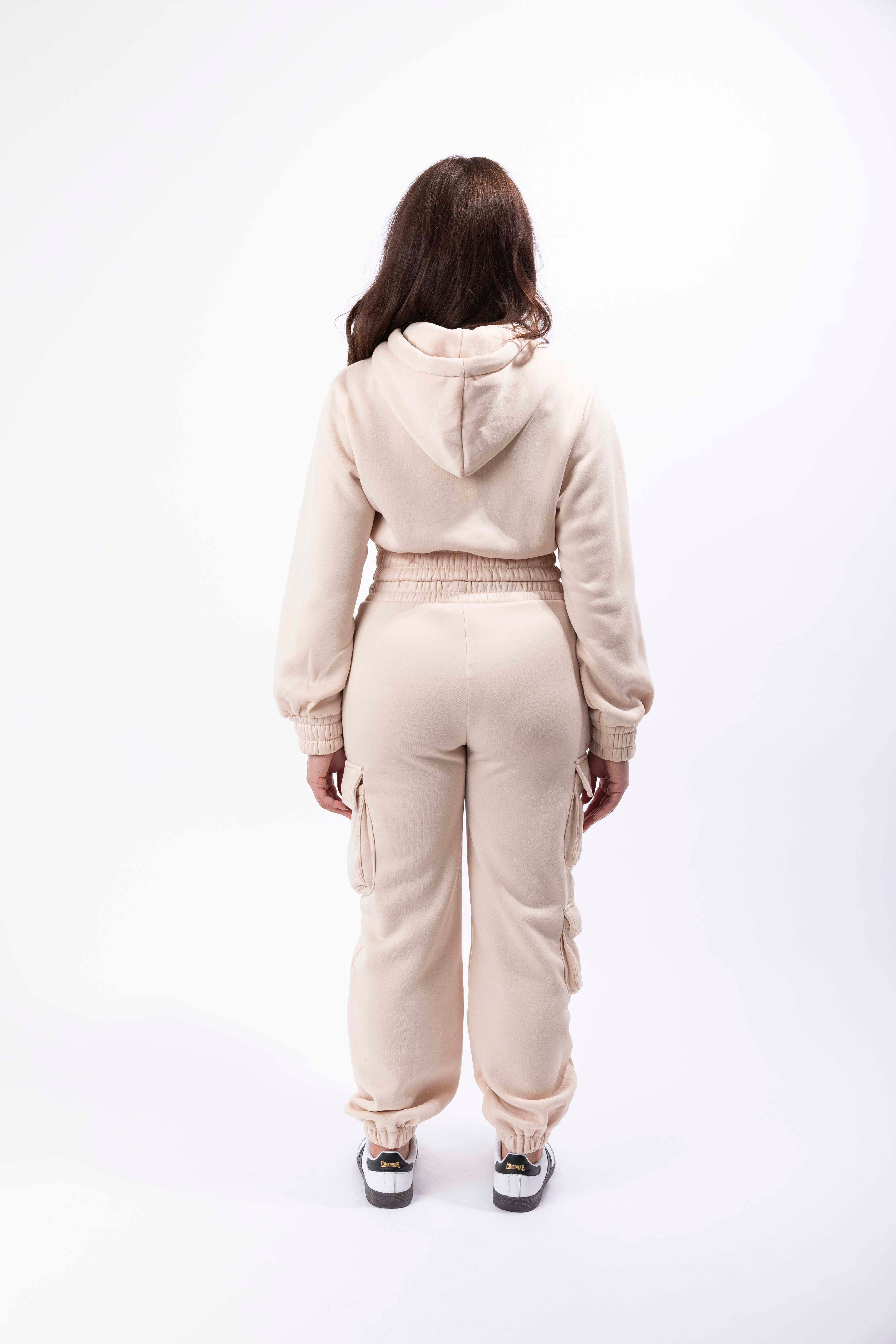 Fleeced Latge Pocket Hoodie And Combat Joggers Tracksuit Set