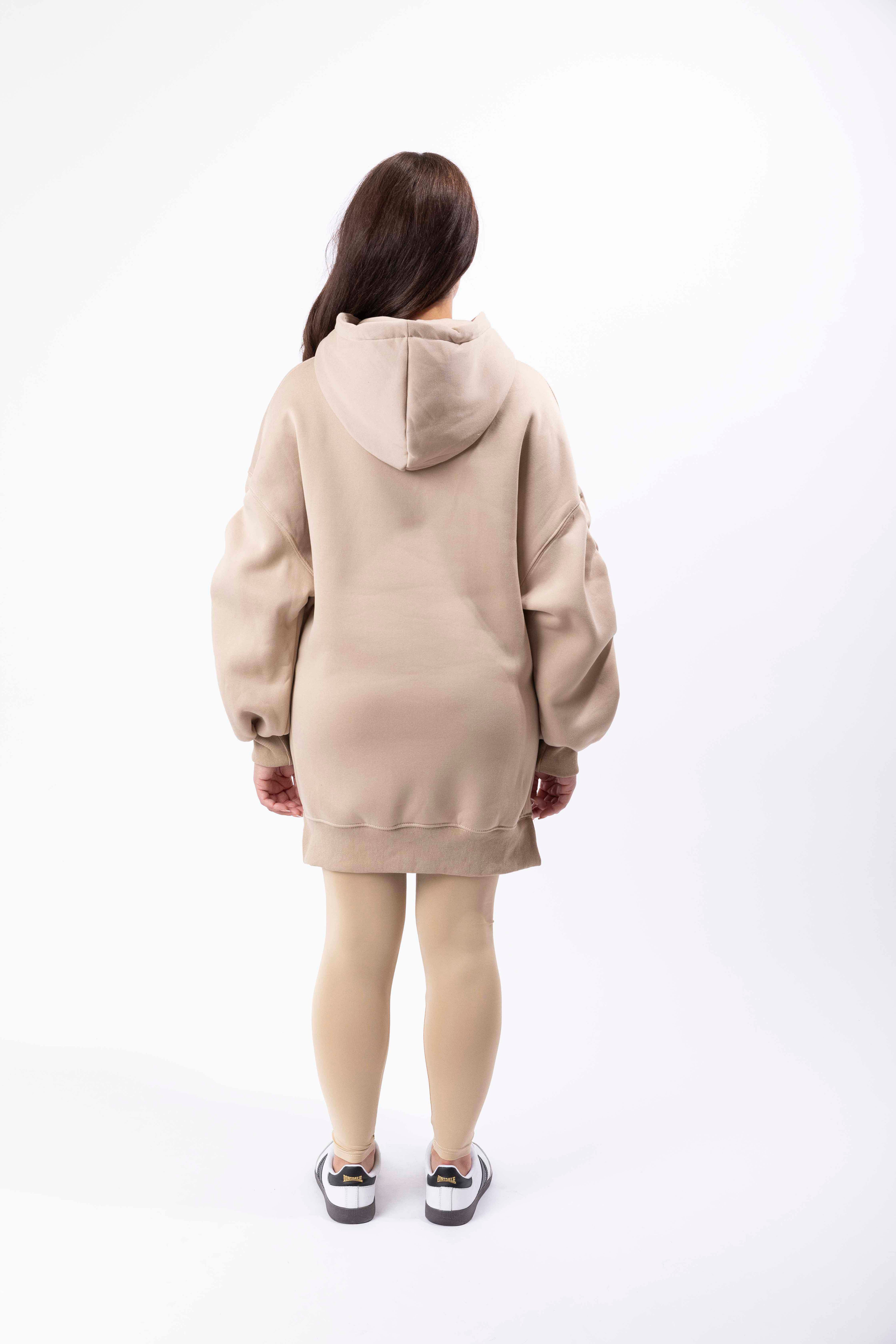 Fleeced Ruched Sleeve Longline Hoodie And Spandex Legging Loungewear Set