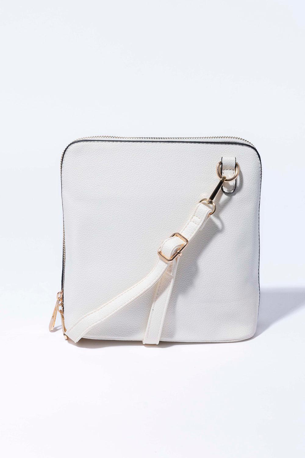 Vegan Leather All Around Zip Medium Crossbody Bag