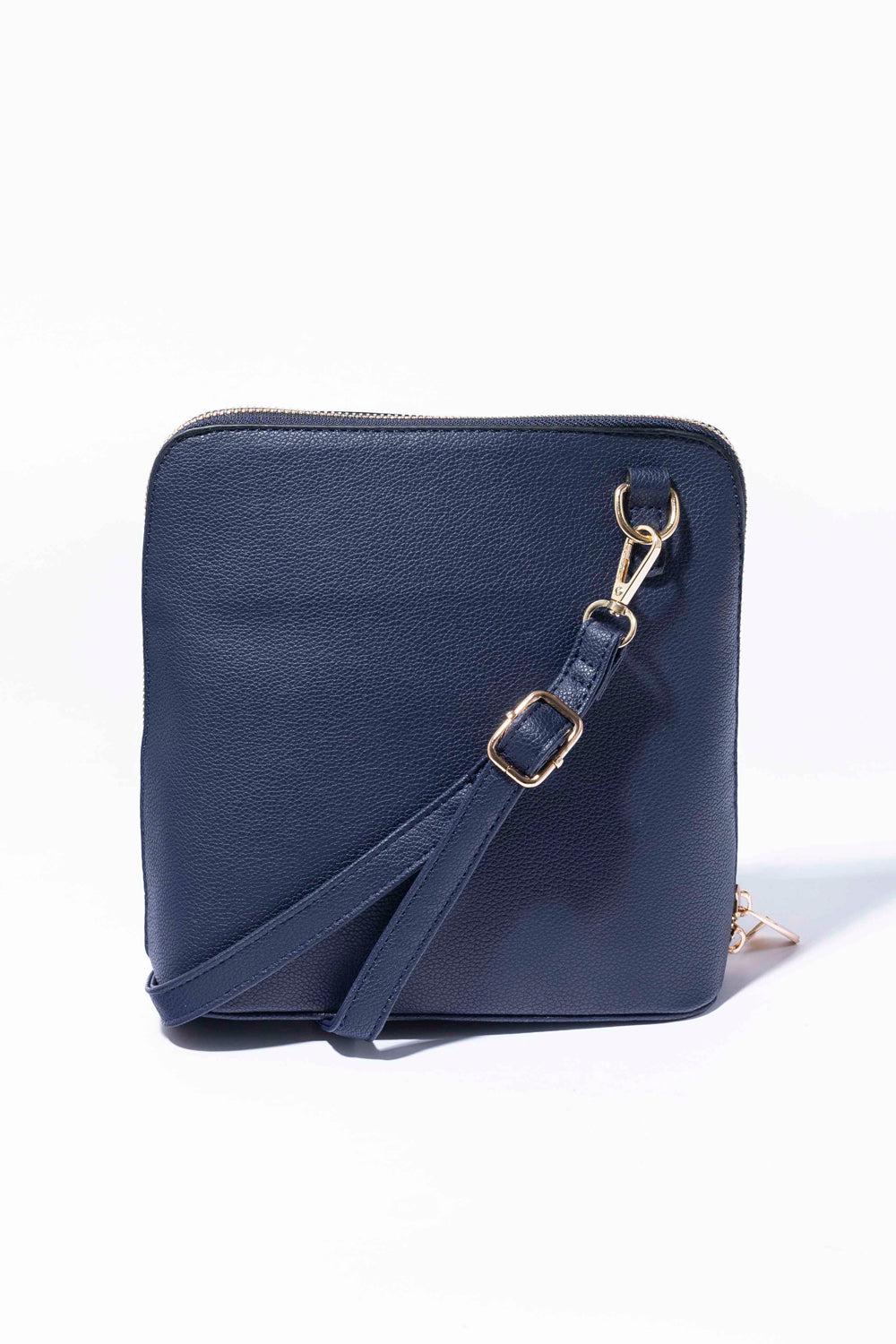 Vegan Leather All Around Zip Medium Crossbody Bag