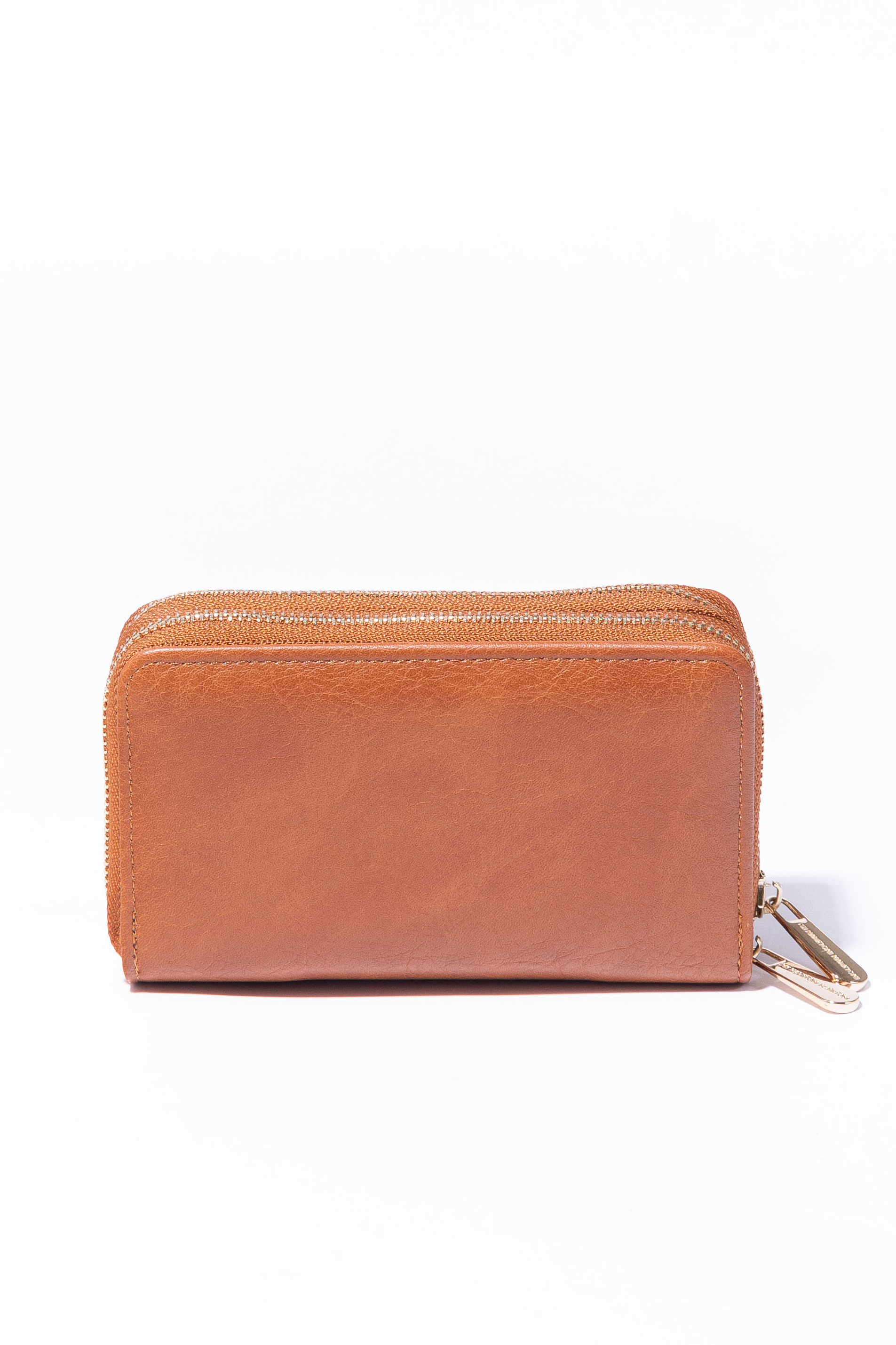 Vegan Leather All Around Zip Double Compartment Small Wallet Purse-SinglePrice