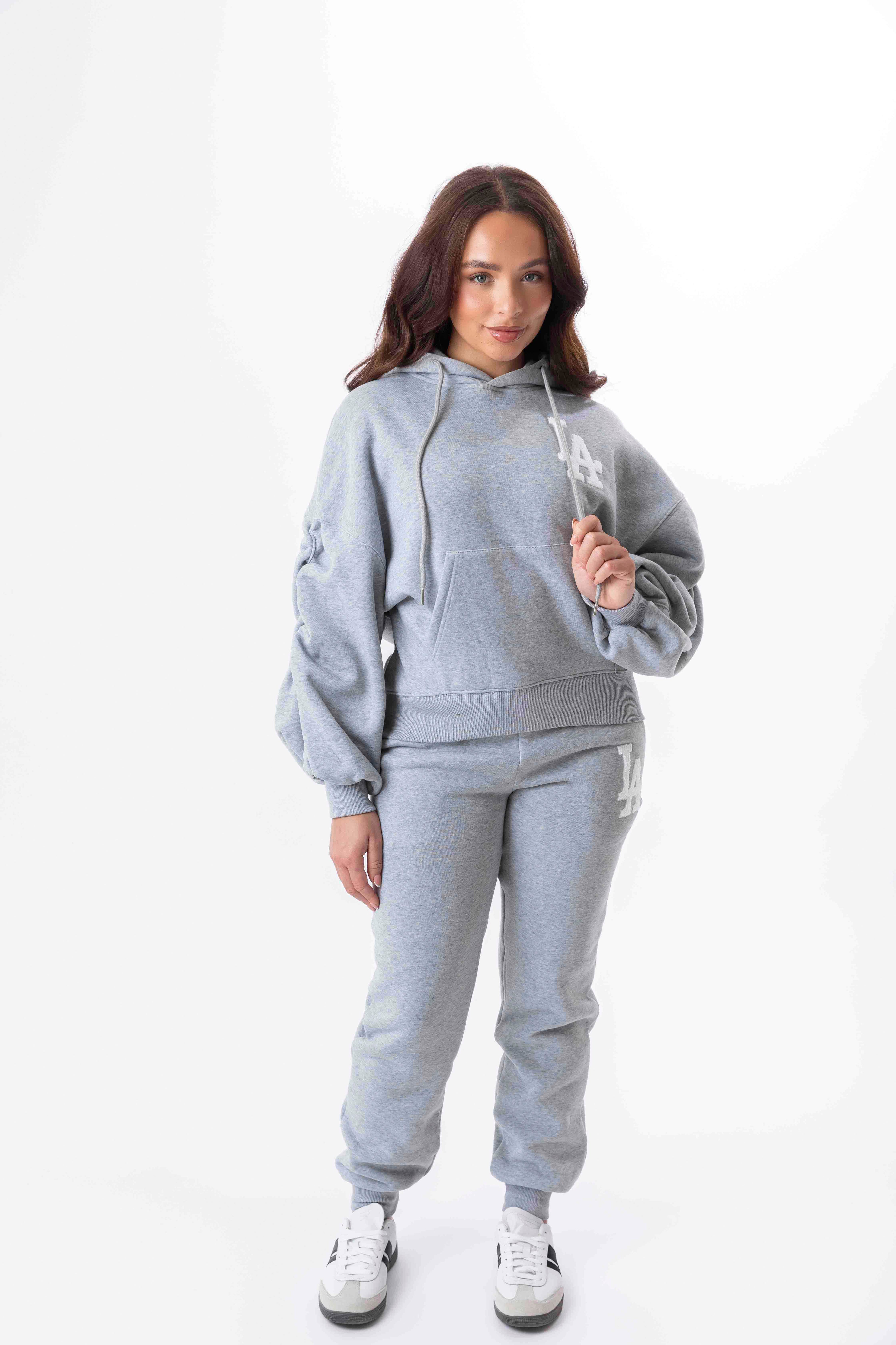 Embroidered Logo Hoodie And Joggers Fleeced Tracksuit Set