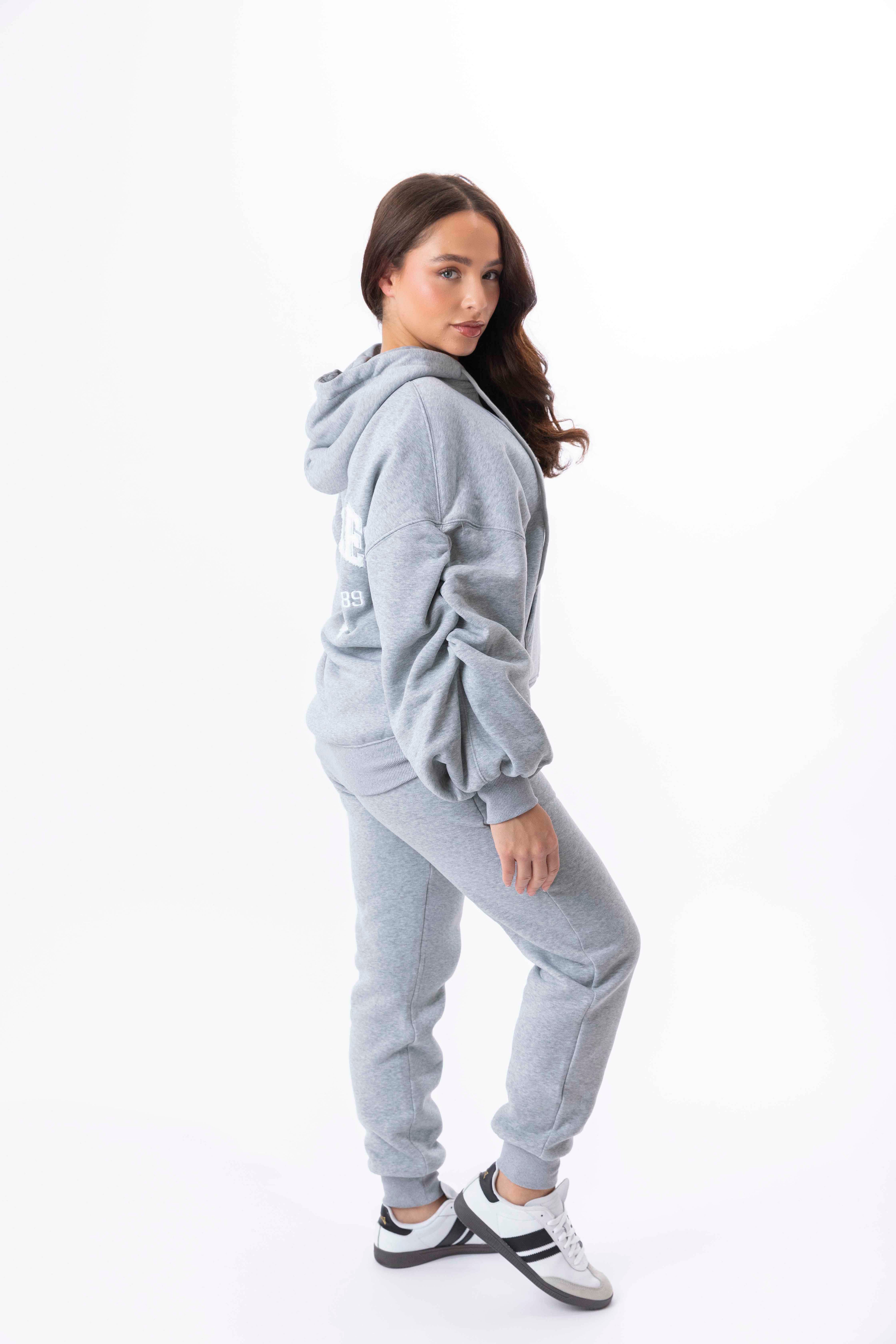 Embroidered Logo Hoodie And Joggers Fleeced Tracksuit Set