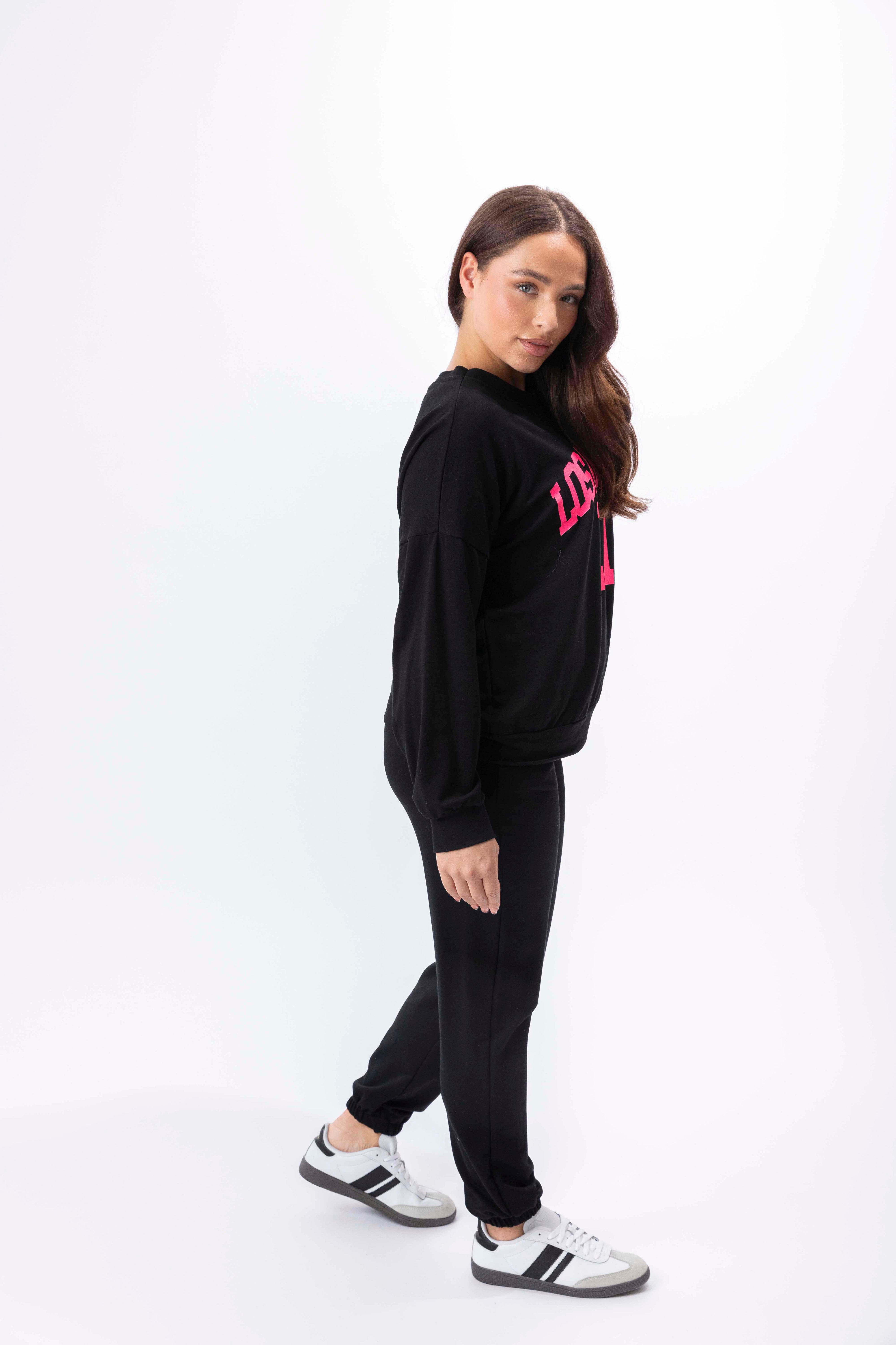 Hot Pink Los Angeles Slogan Tracksuit