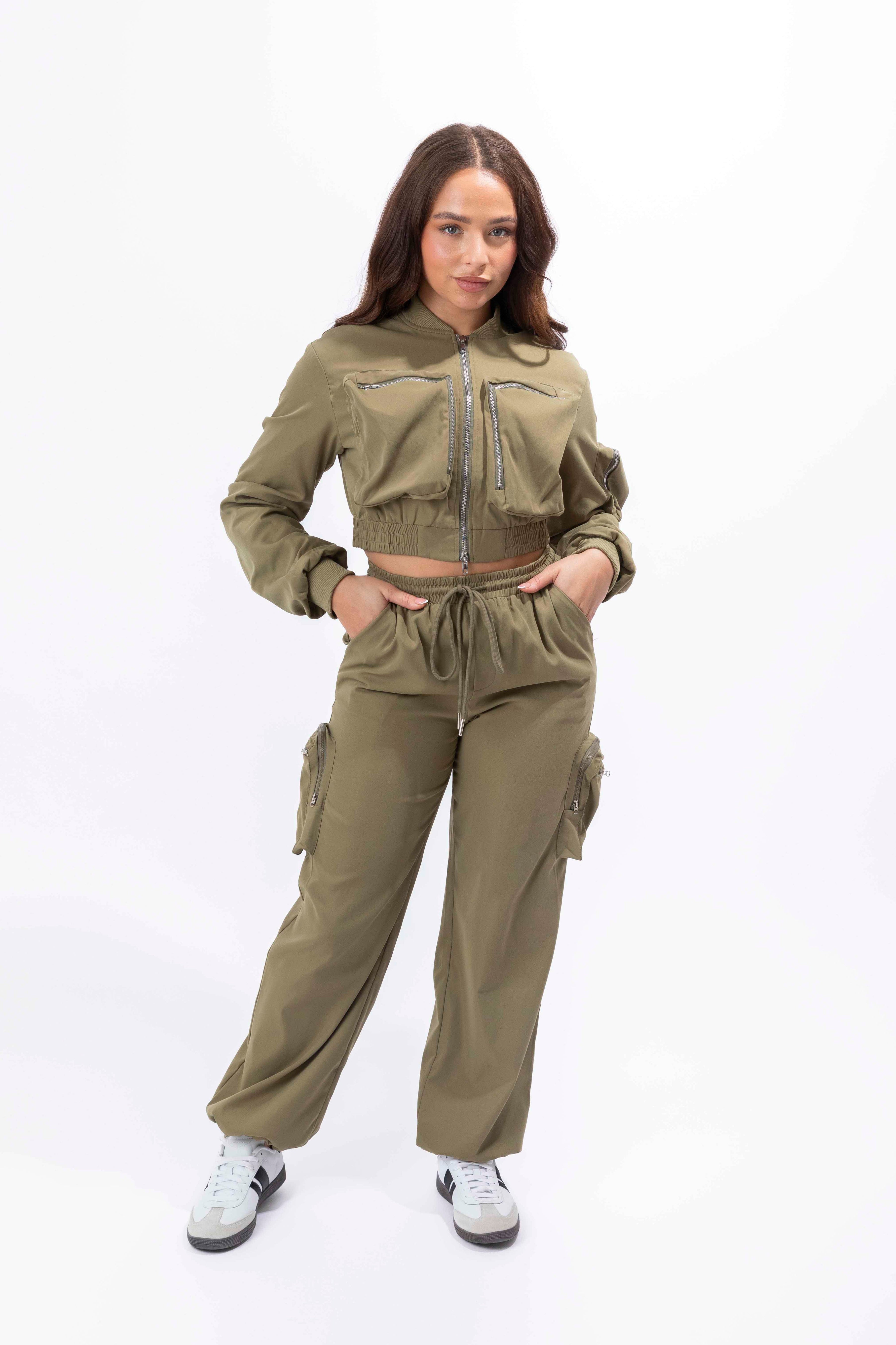 Lightweight Cargo Trousers And Bomber Jacket Set