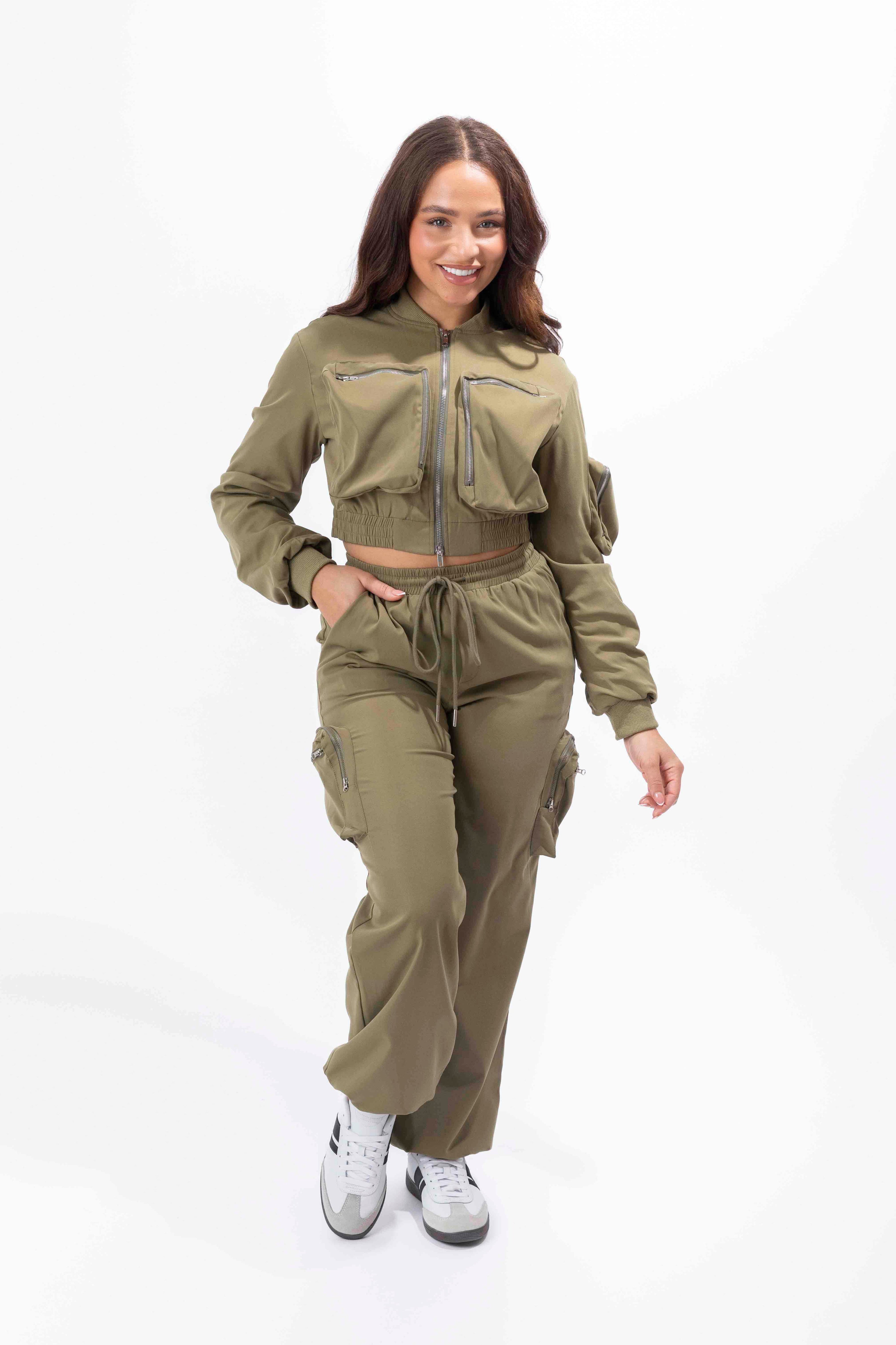 Lightweight Cargo Trousers And Bomber Jacket Set